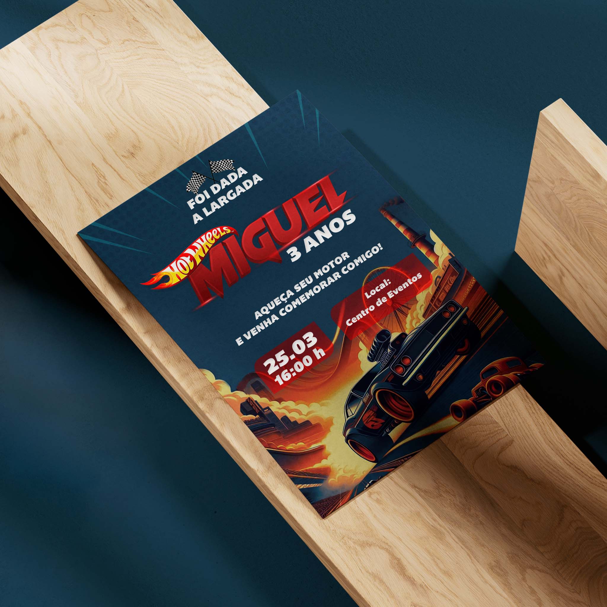 Invitación digital de cumpleaños de Hot Wheels