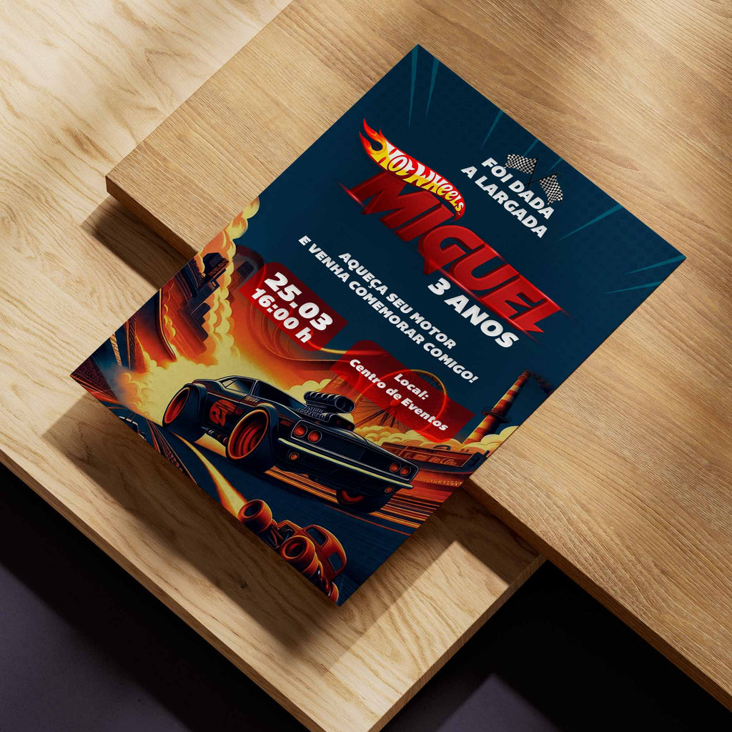 Invitación digital de cumpleaños de Hot Wheels
