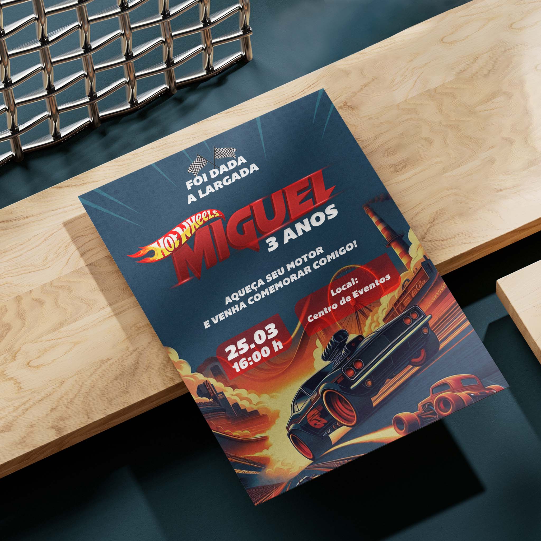 Invitación digital de cumpleaños de Hot Wheels