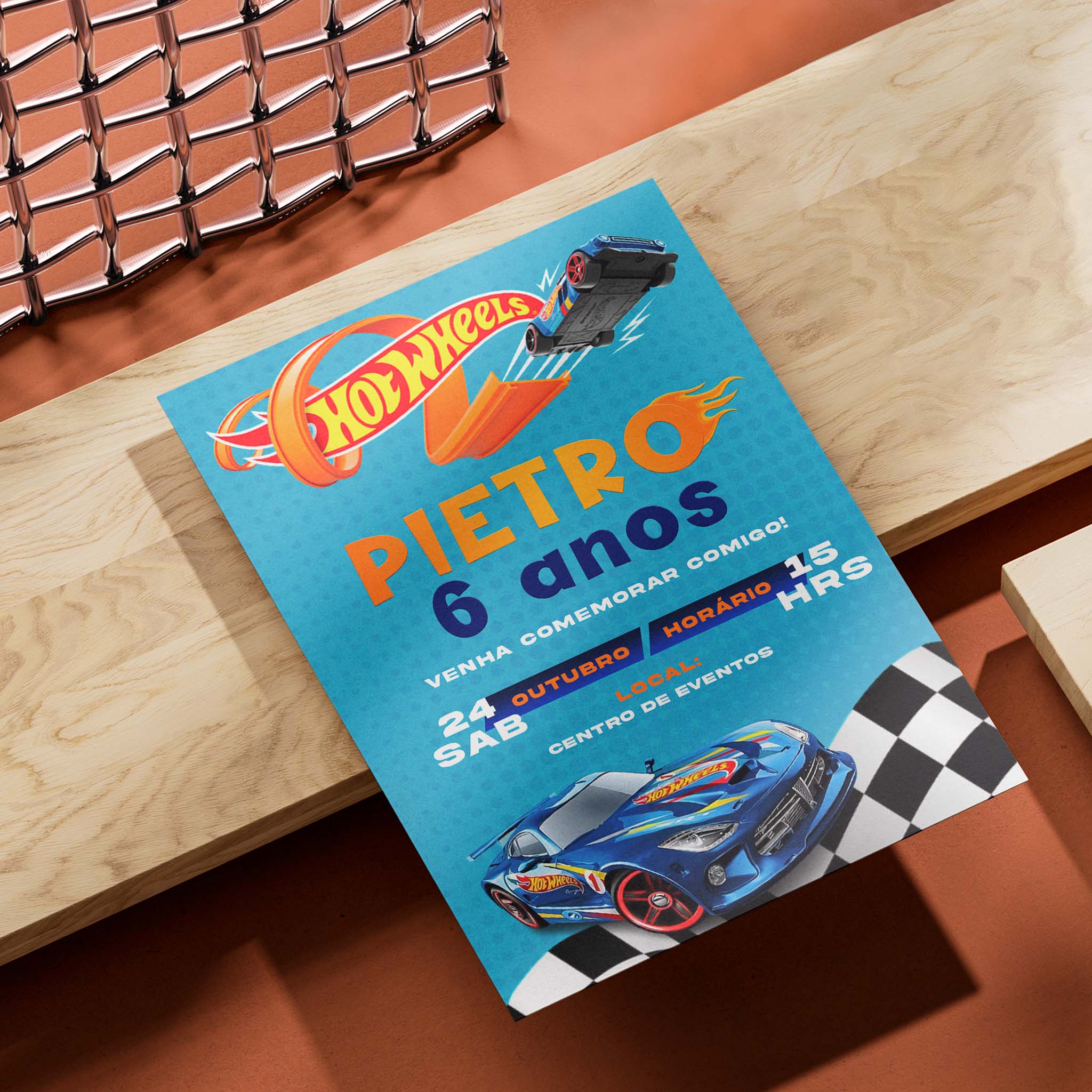 Invitación digital de cumpleaños de Hot Wheels