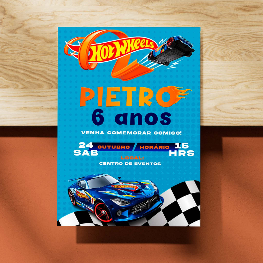 Convite Digital Aniversário Hot Wheels