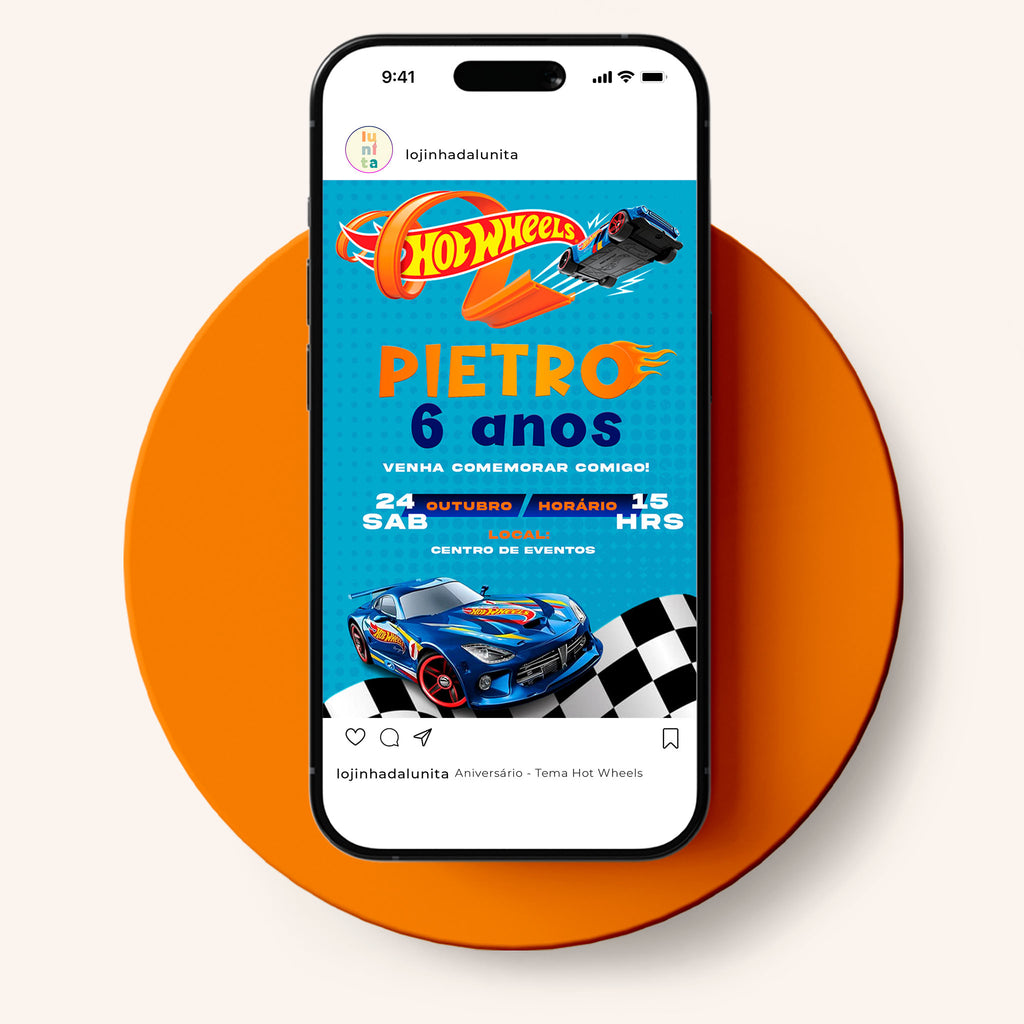 Convite Digital Aniversário Hot Wheels