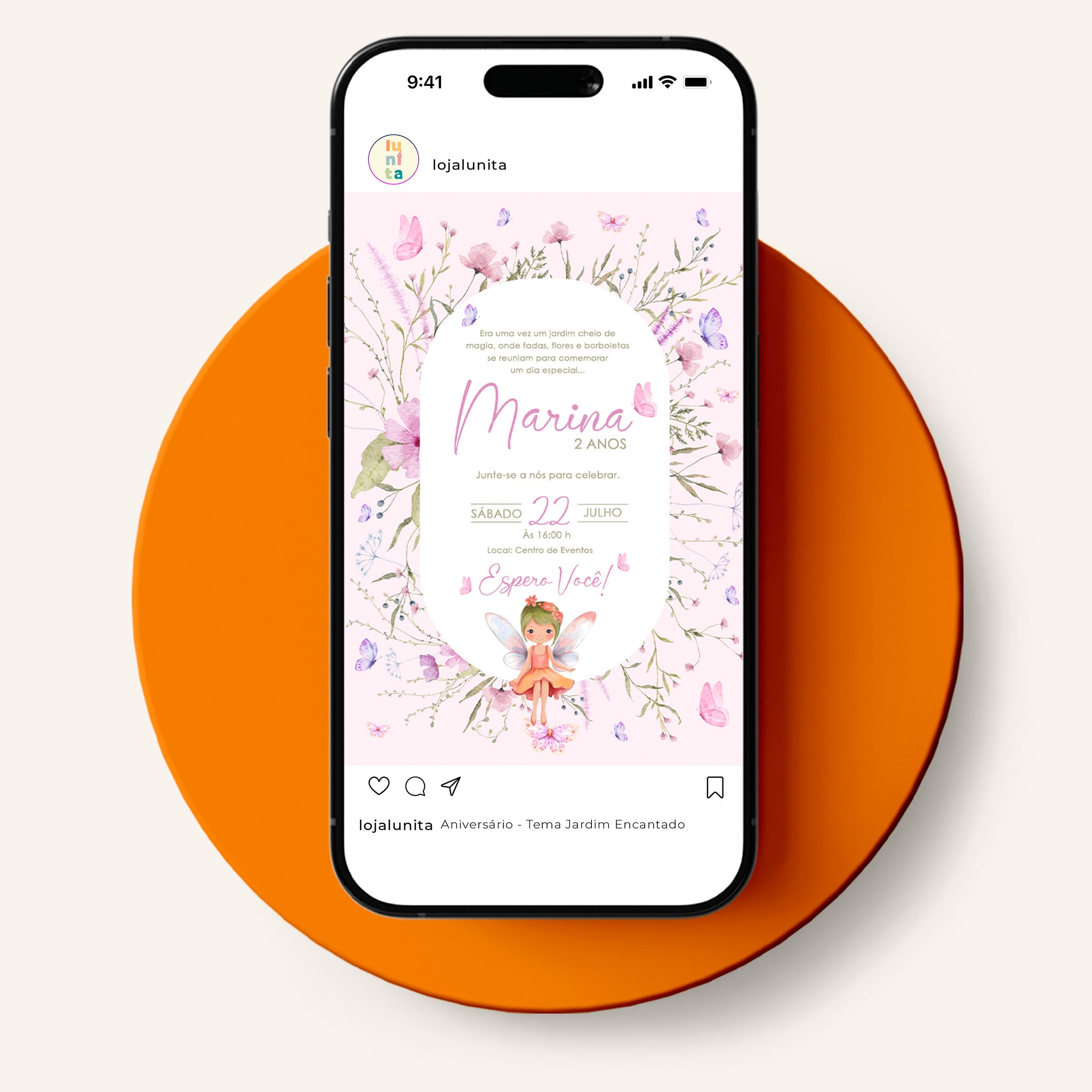 Invitación digital de cumpleaños de Jardín Encantado
