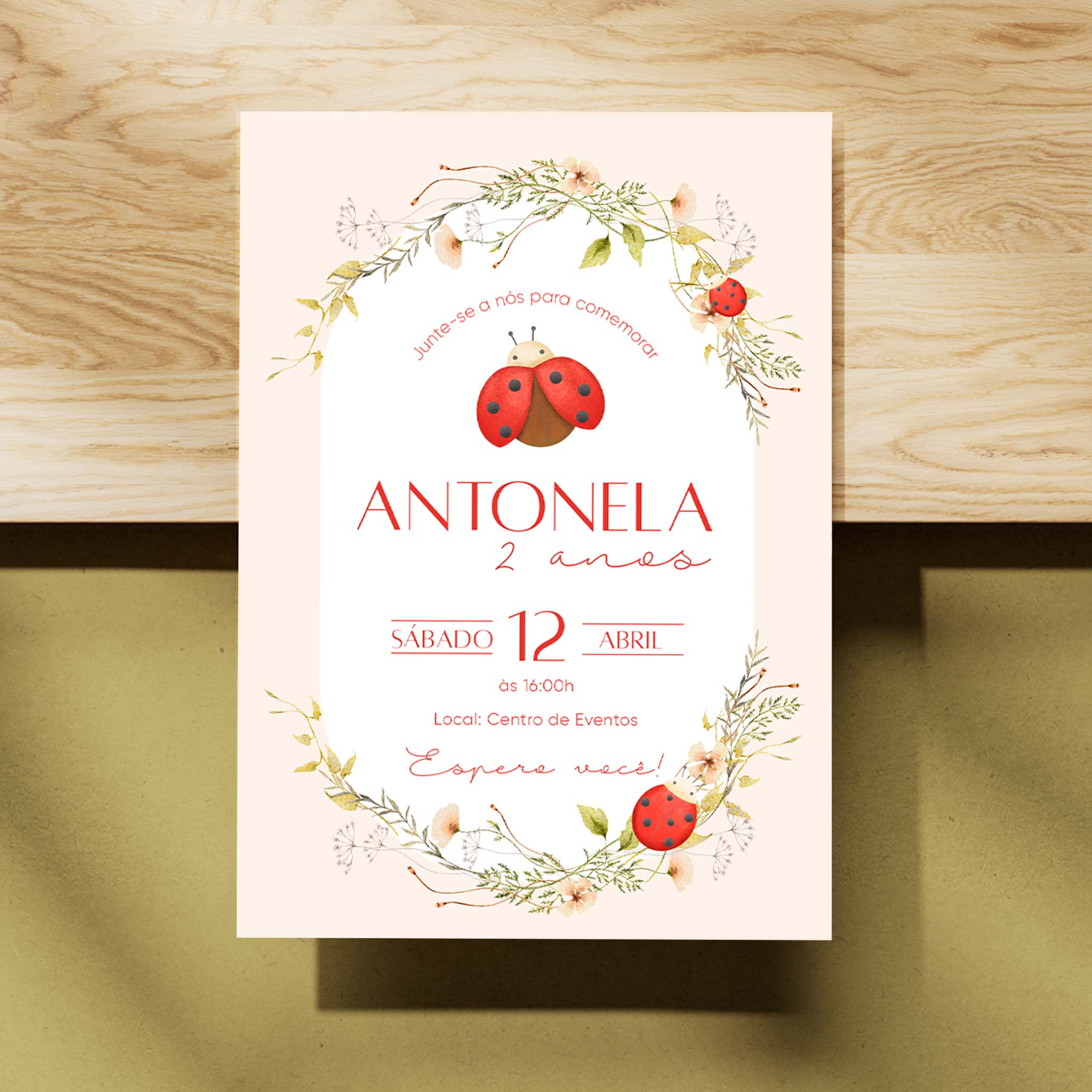 Invitación digital de cumpleaños de Ladybug