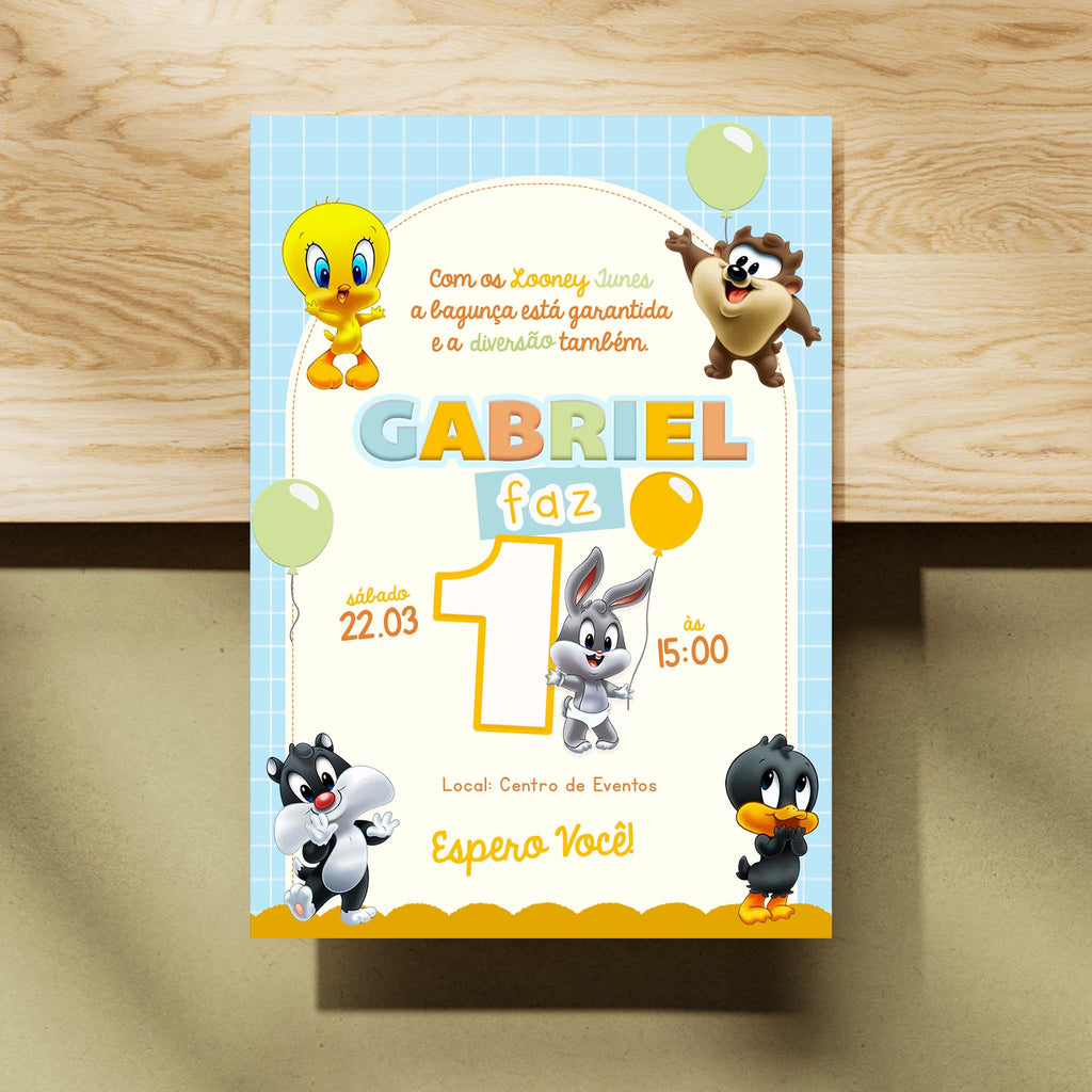 Convite Digital Aniversário Looney Tunes