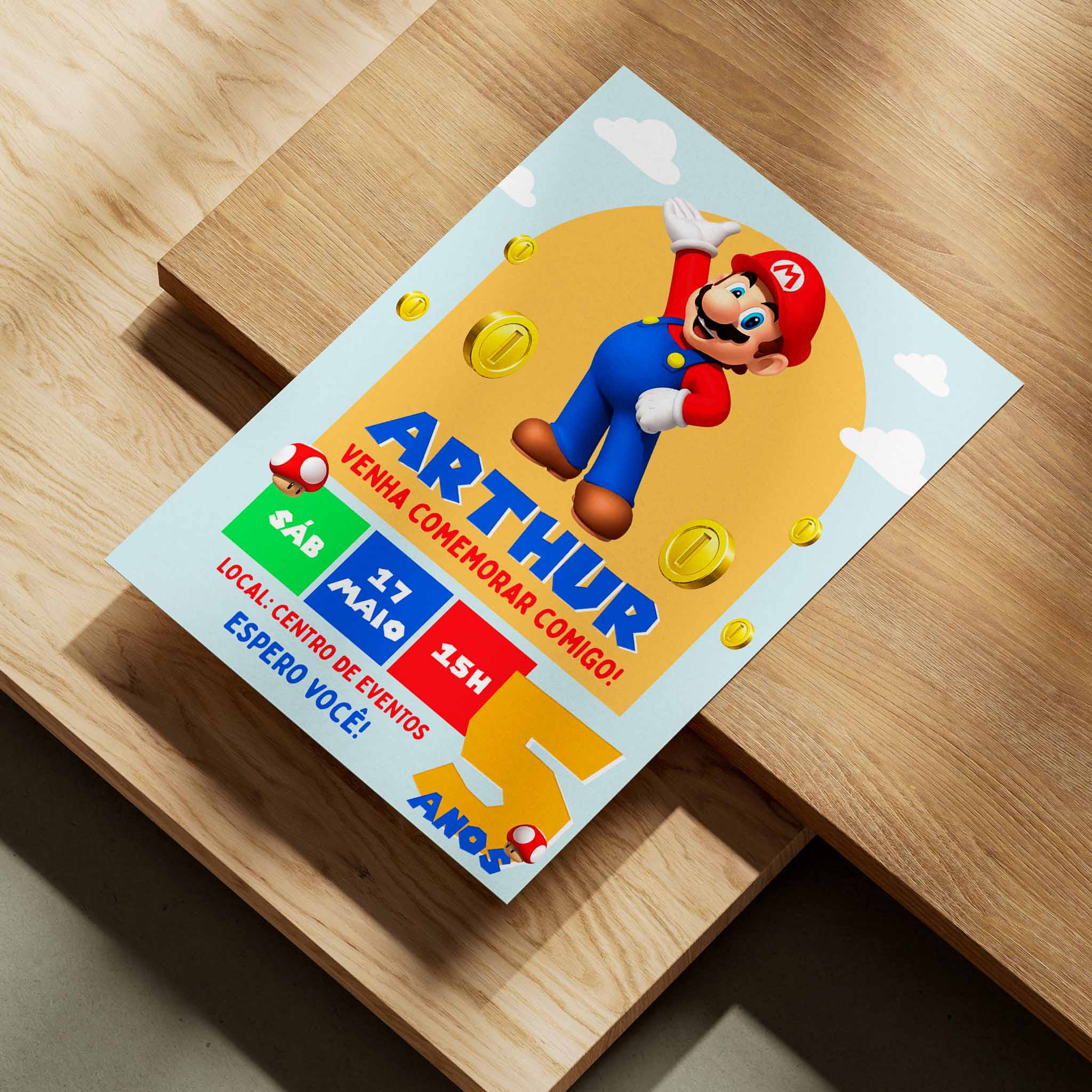 Invitación digital de cumpleaños de Mario Bros.