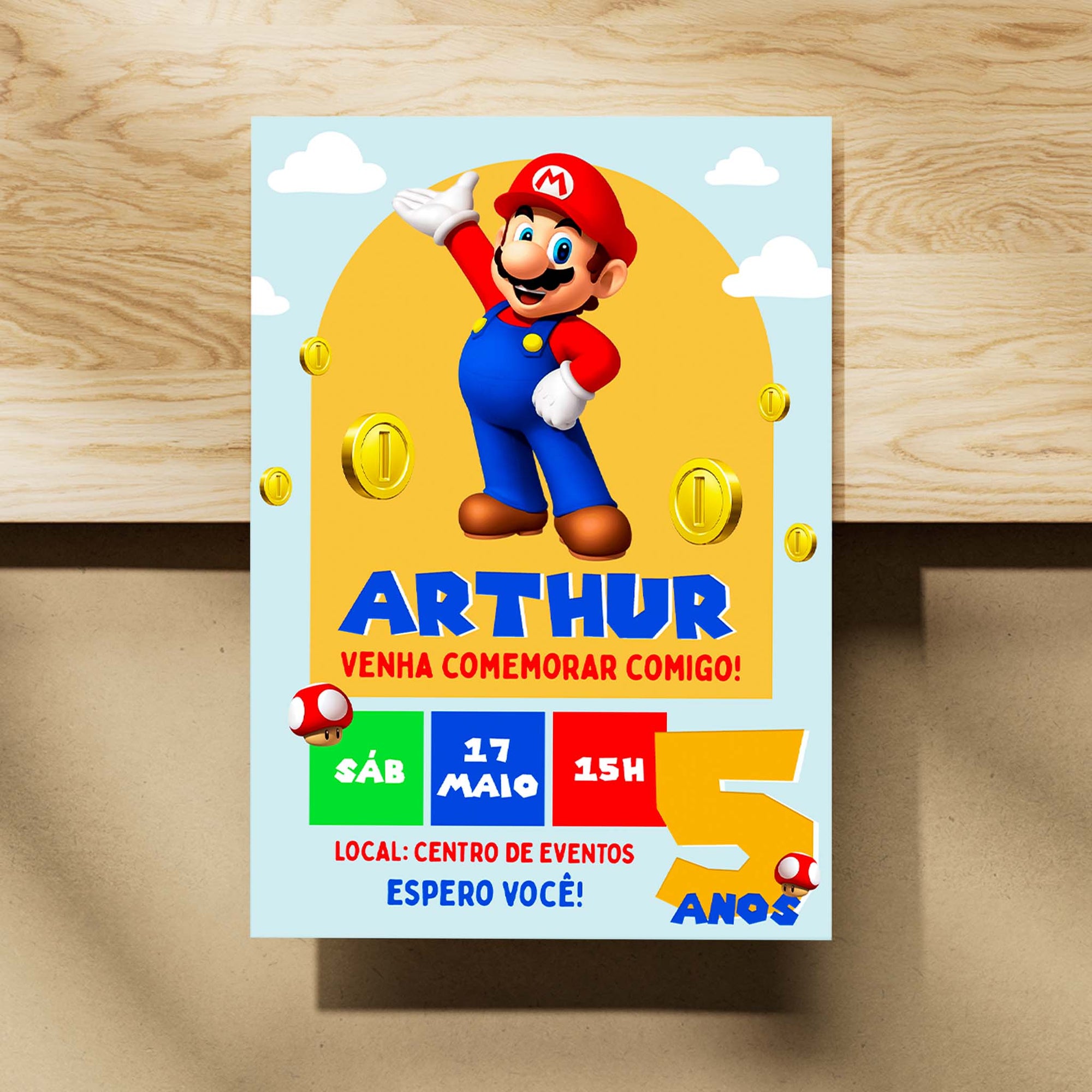 Convite Digital Aniversário Mario Bros.