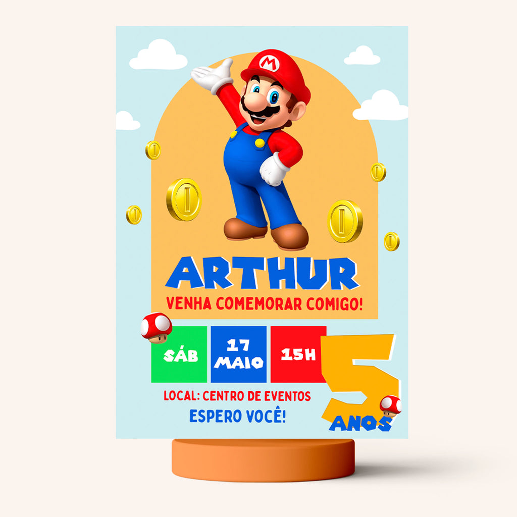 Convite Digital Aniversário Mario Bros.