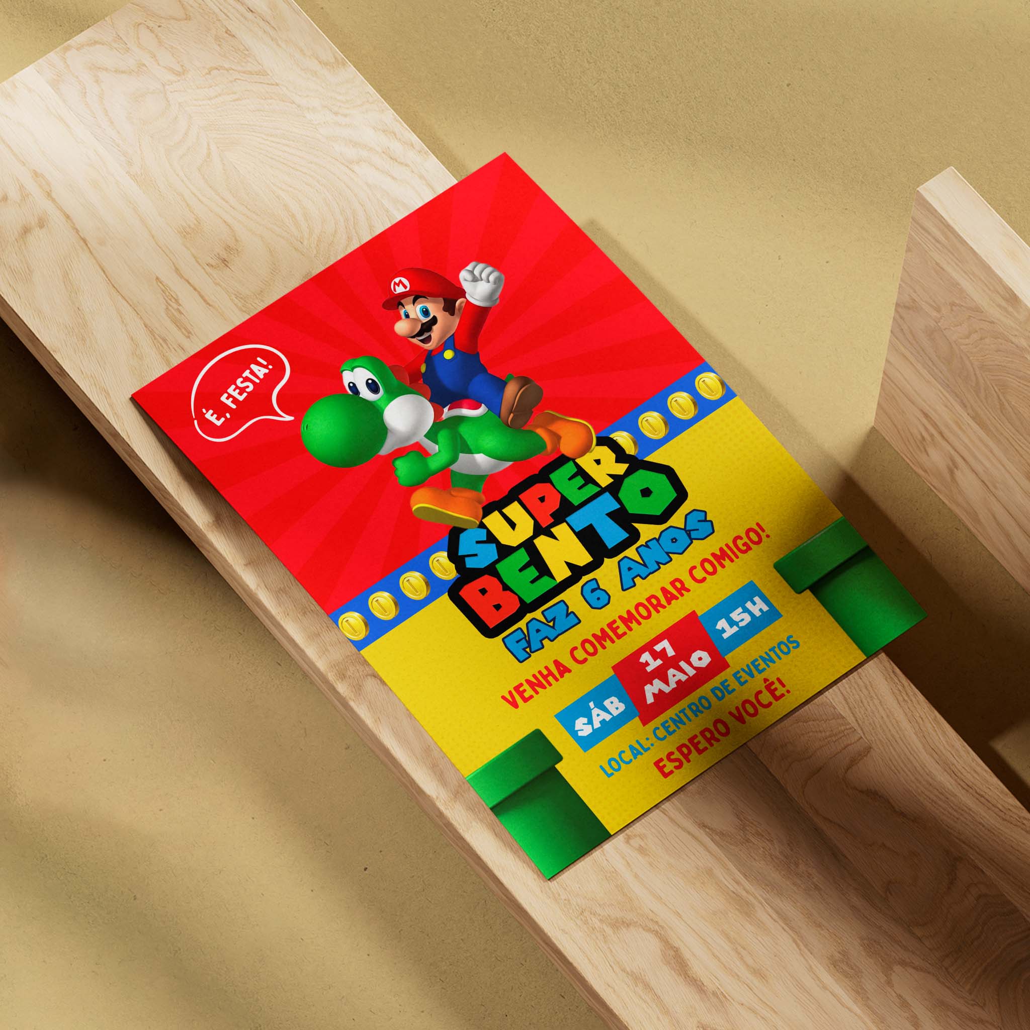 Invitación digital de cumpleaños de Mario Bros.