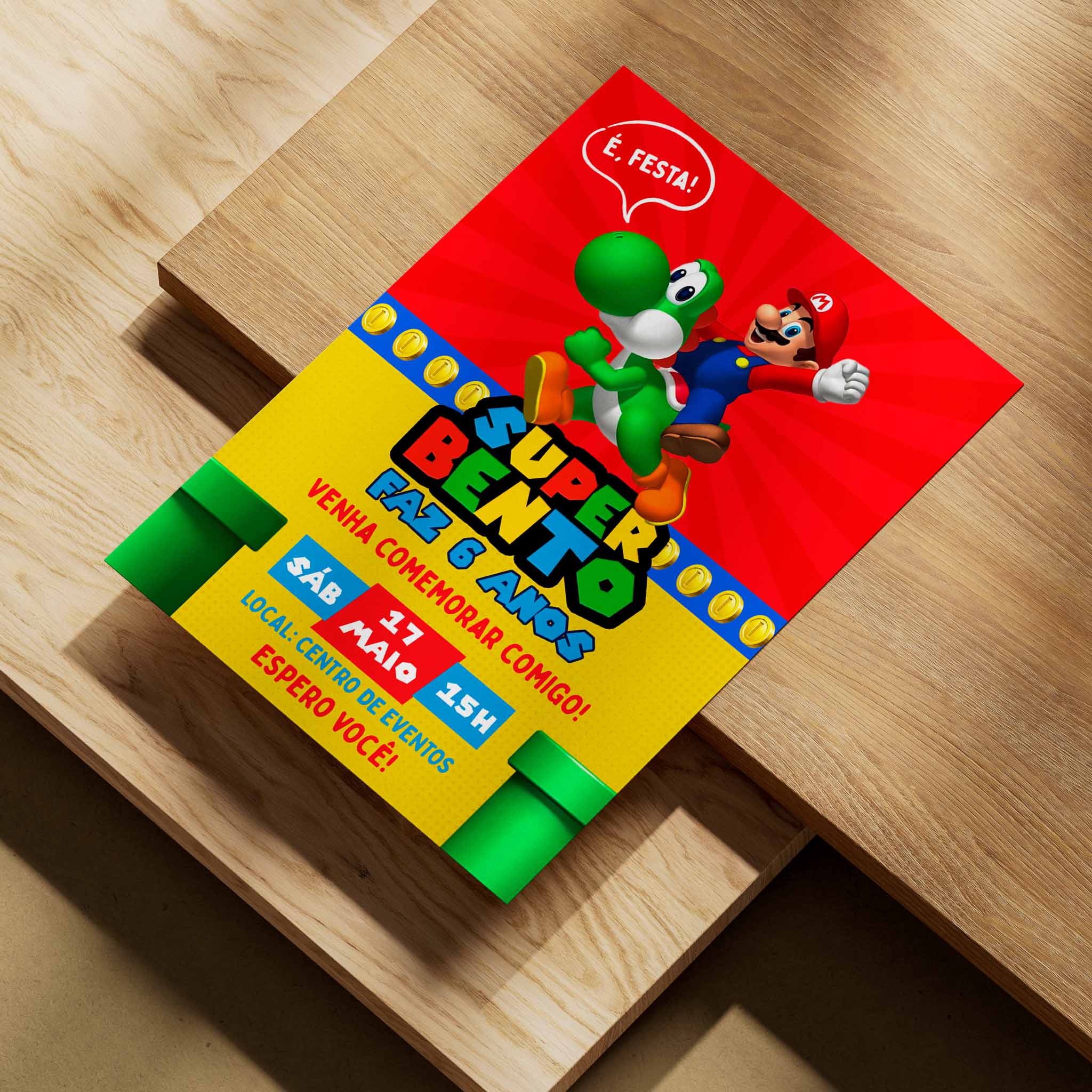 Invitación digital de cumpleaños de Mario Bros.