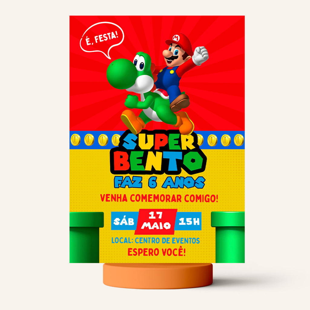 Invitación digital de cumpleaños de Mario Bros.