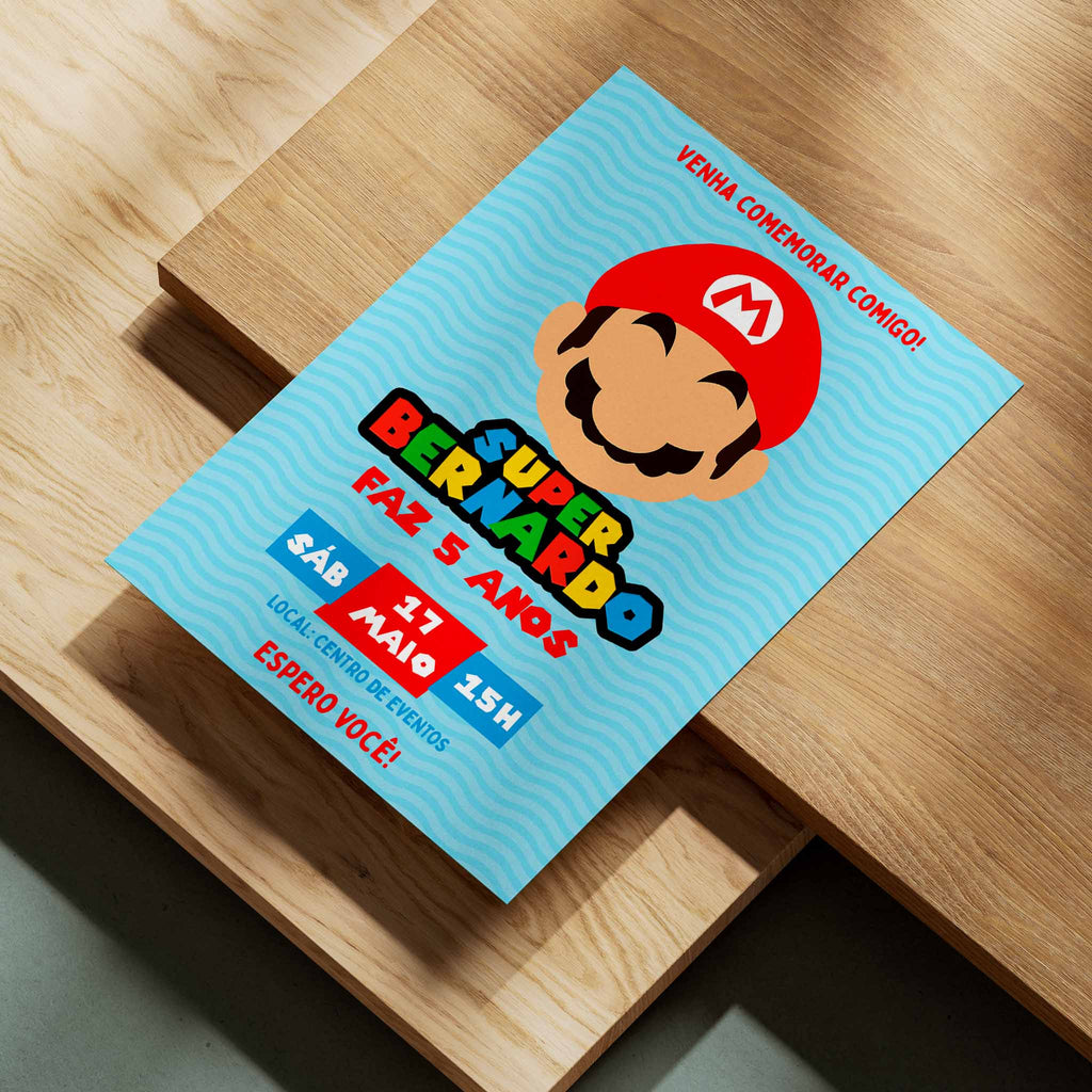 Invitación digital de cumpleaños de Mario Bros.