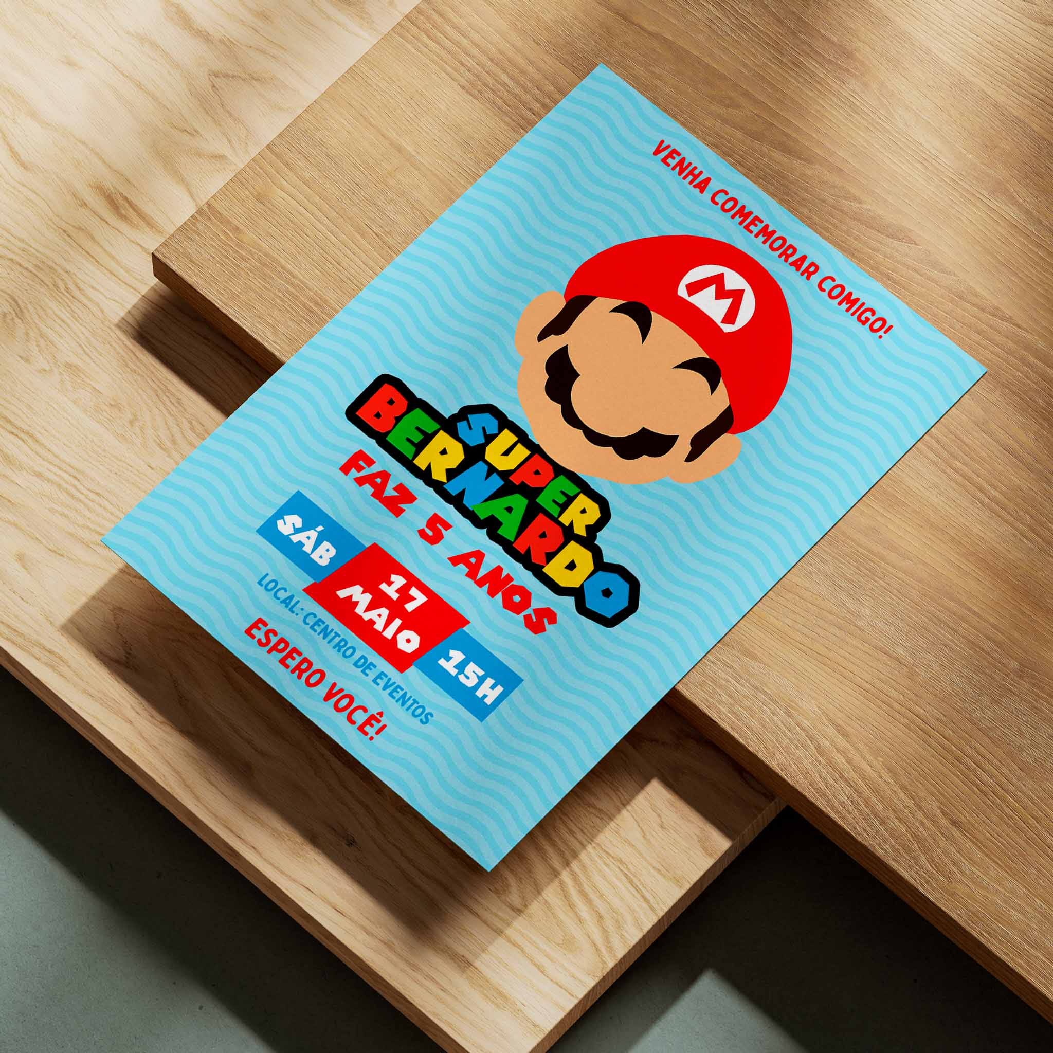 Invitación digital de cumpleaños de Mario Bros.