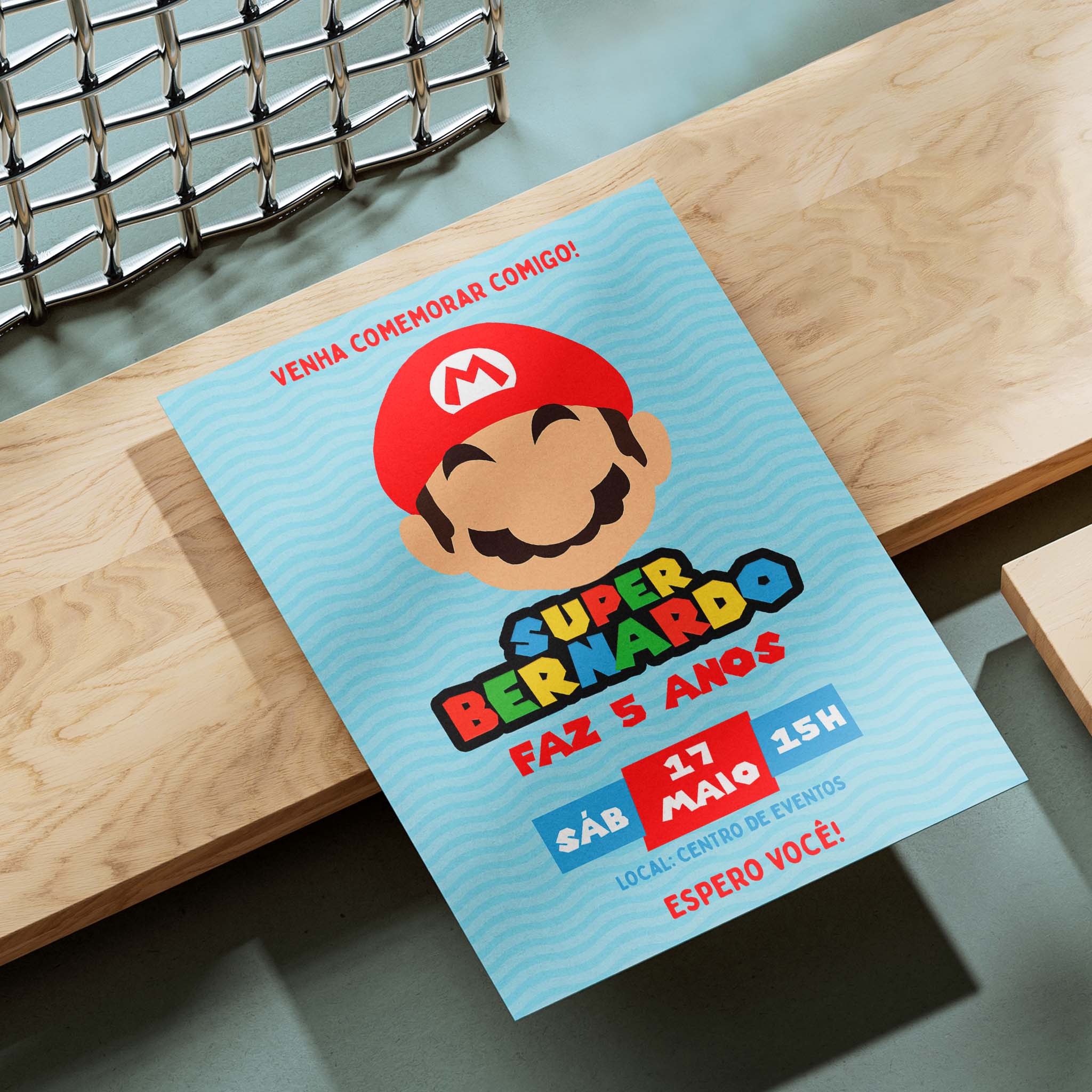 Invitación digital de cumpleaños de Mario Bros.