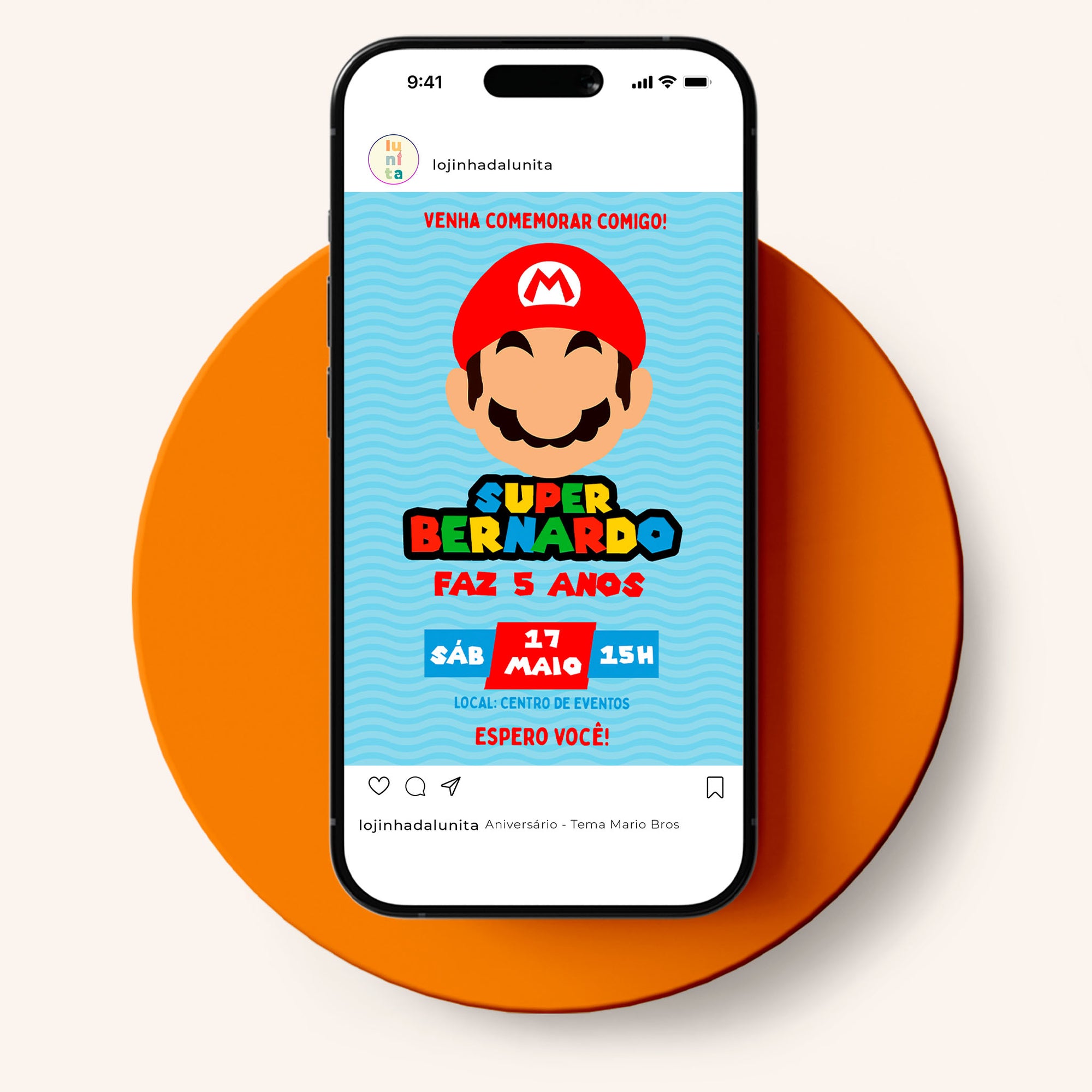Convite Digital Aniversário Mario Bros.