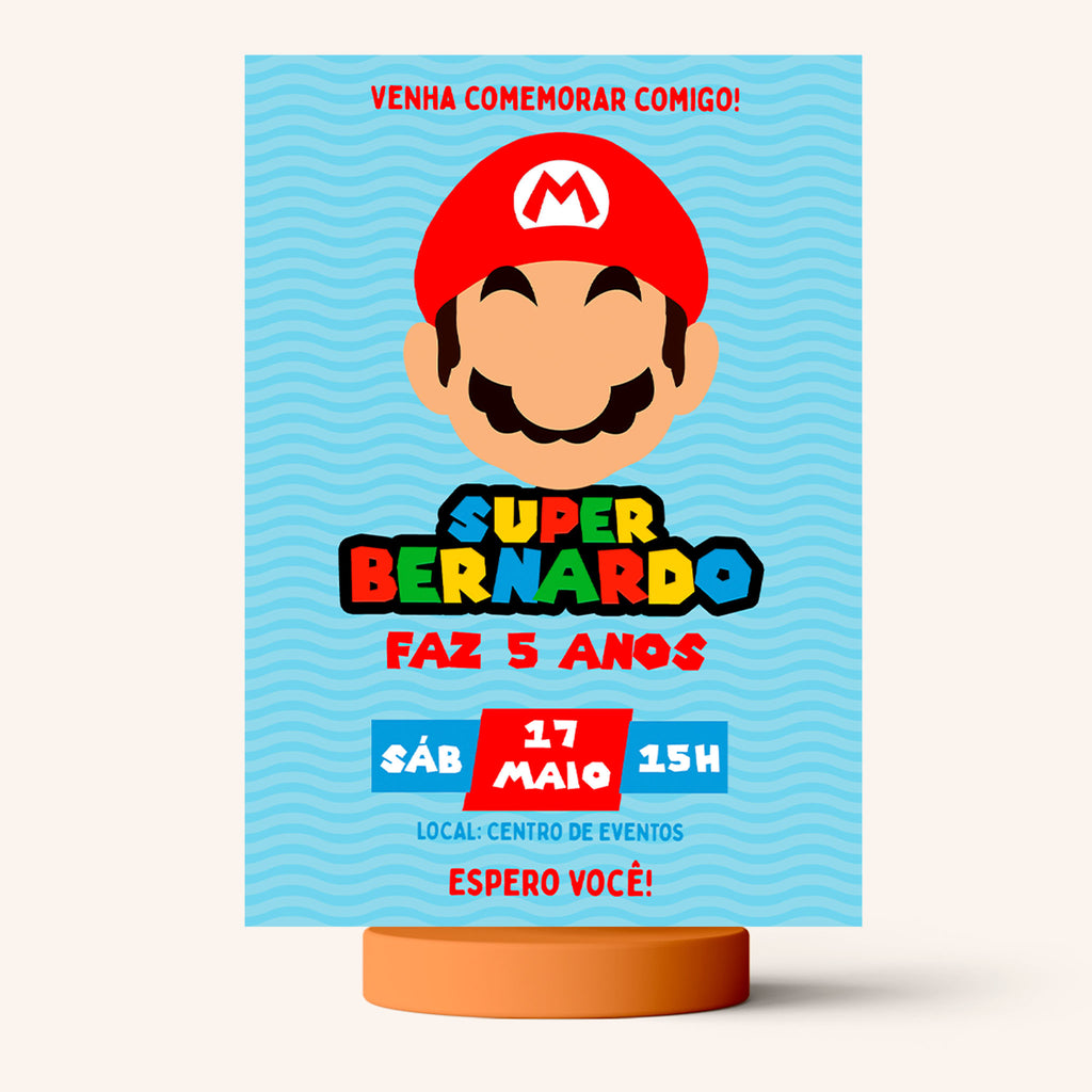 Convite Digital Aniversário Mario Bros.