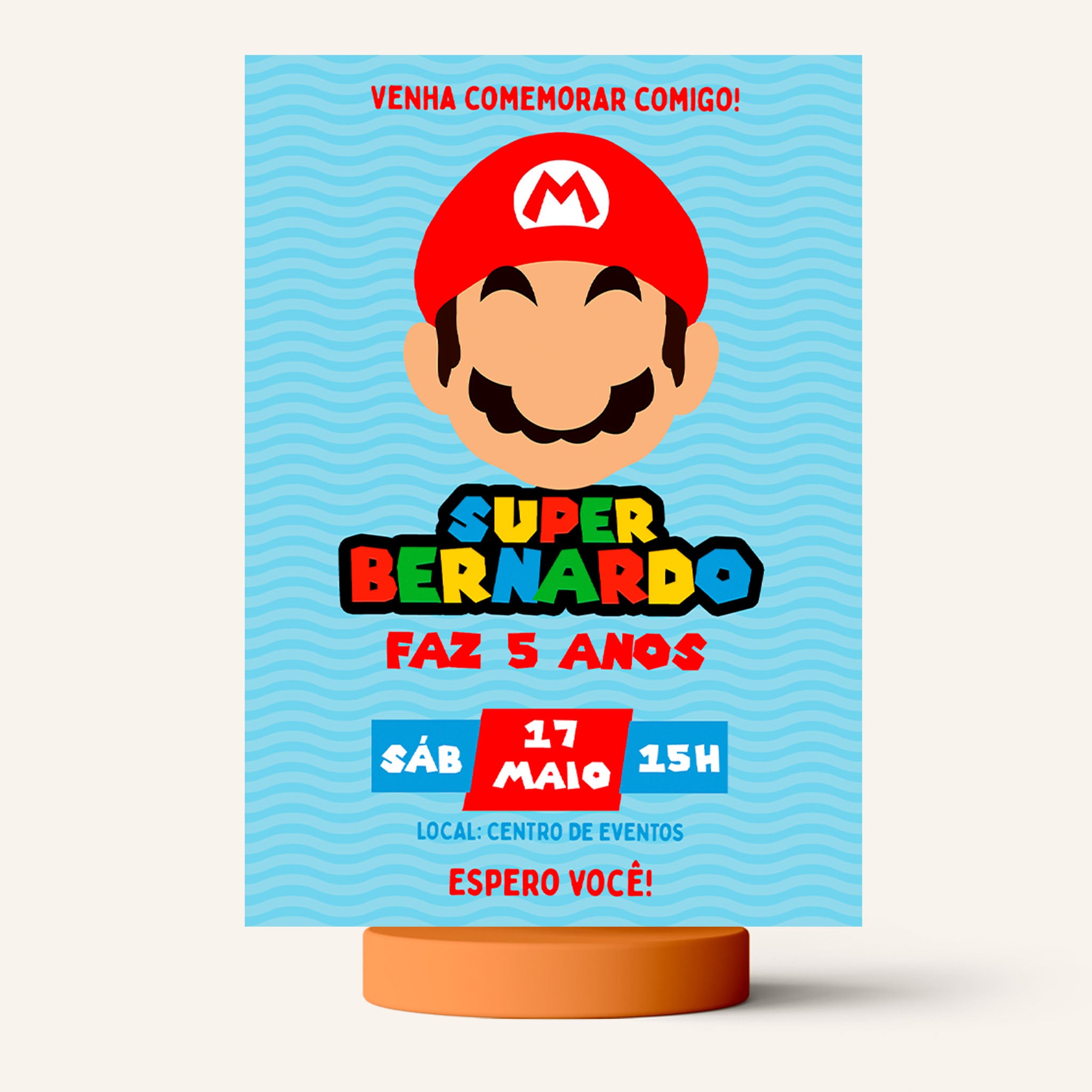 Invitación digital de cumpleaños de Mario Bros.