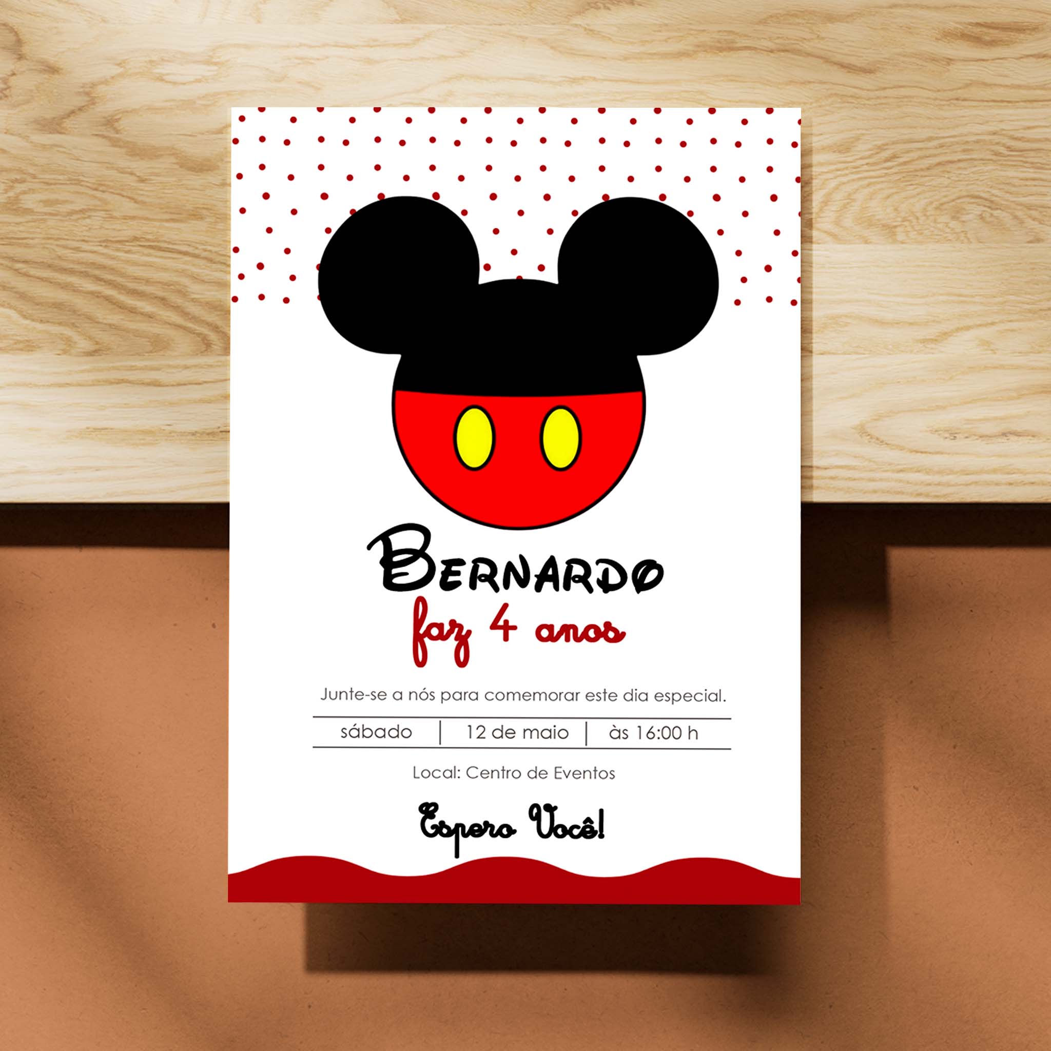 Invitación digital de cumpleaños de Mickey Mouse