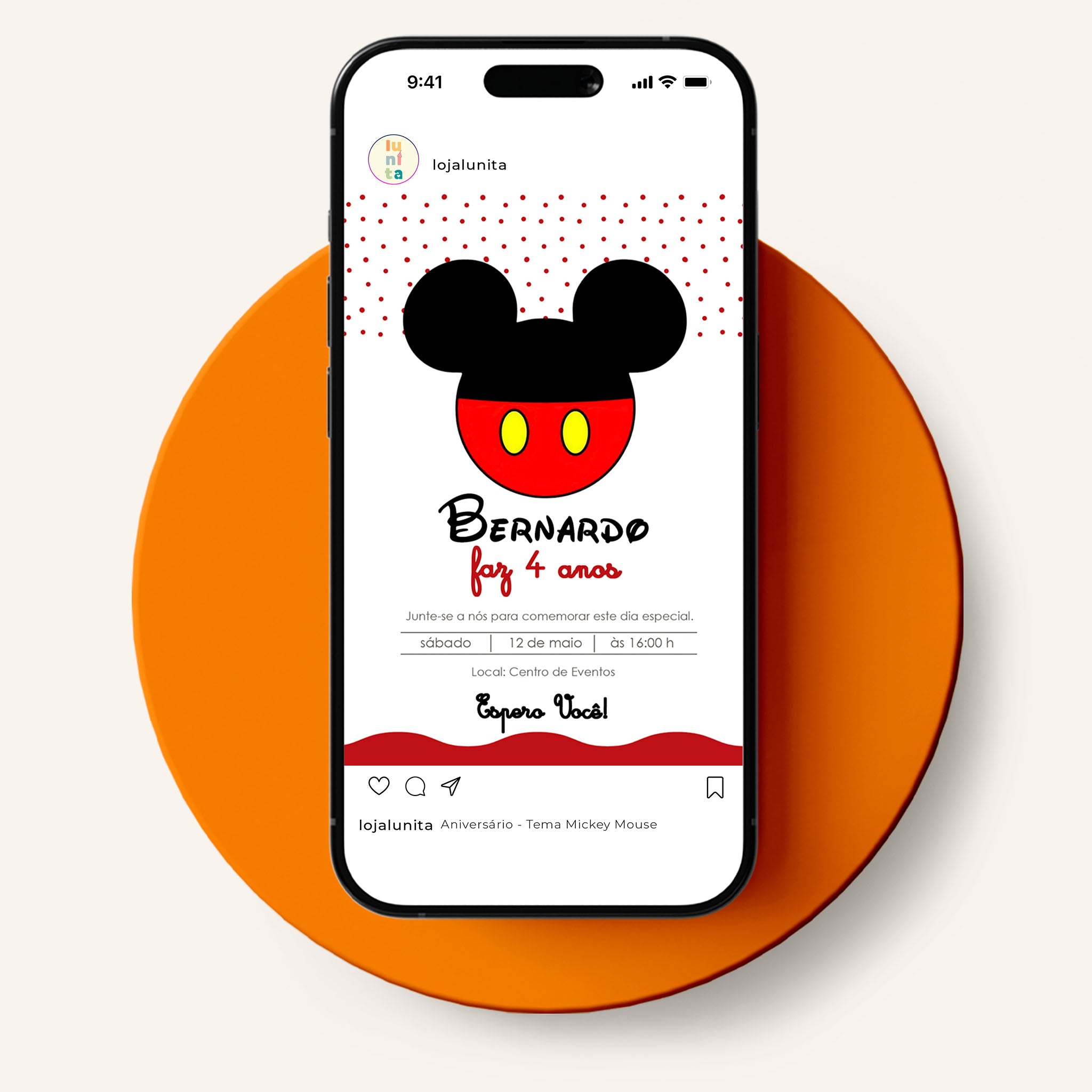Invitación digital de cumpleaños de Mickey Mouse