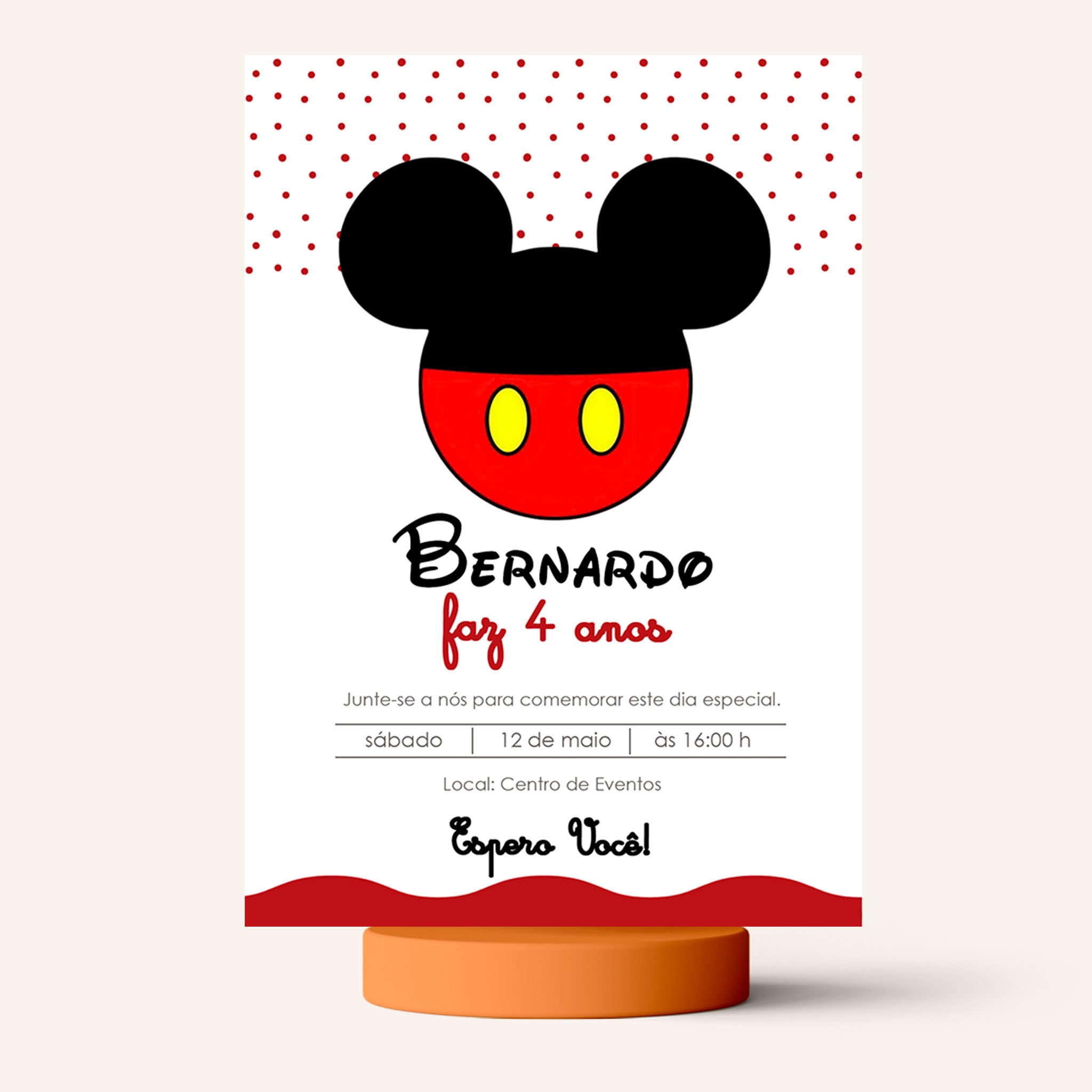Invitación digital de cumpleaños de Mickey Mouse