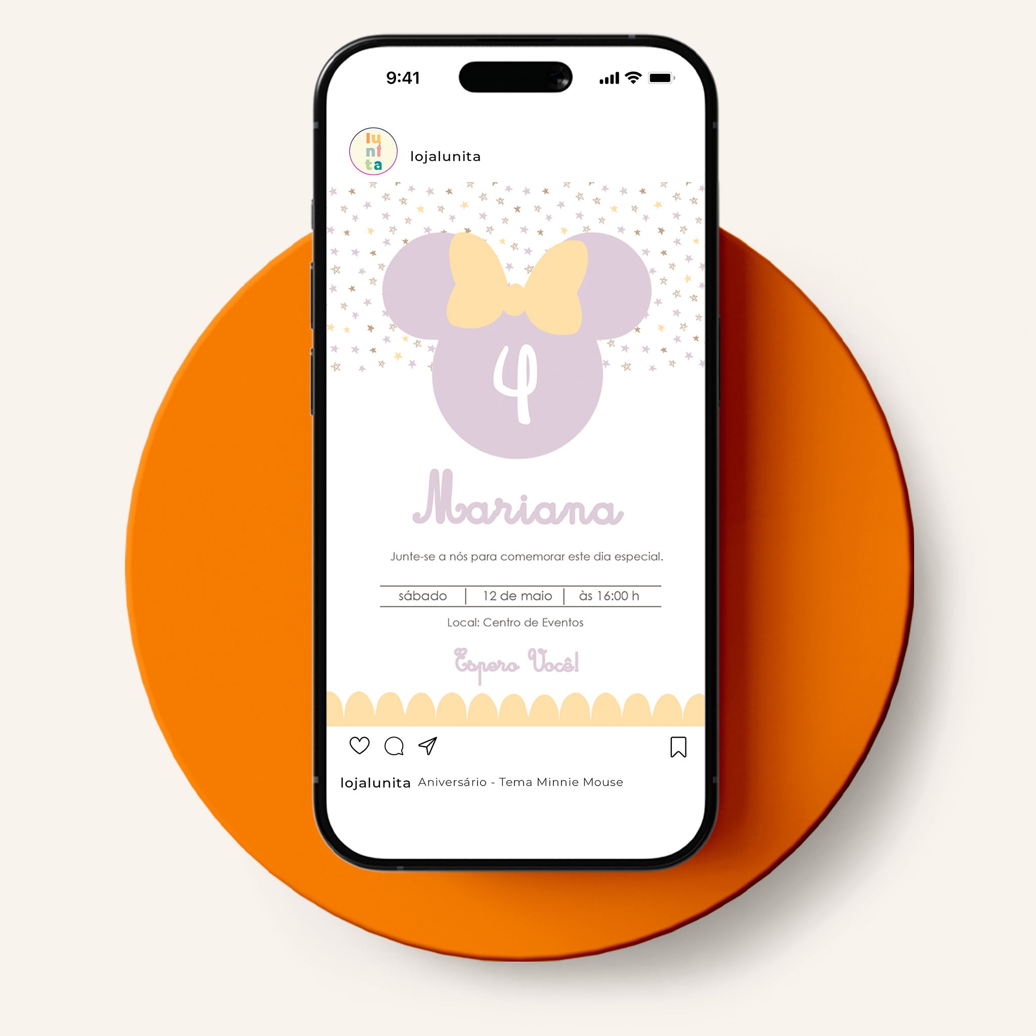 Invitación digital de cumpleaños de Minnie Mouse