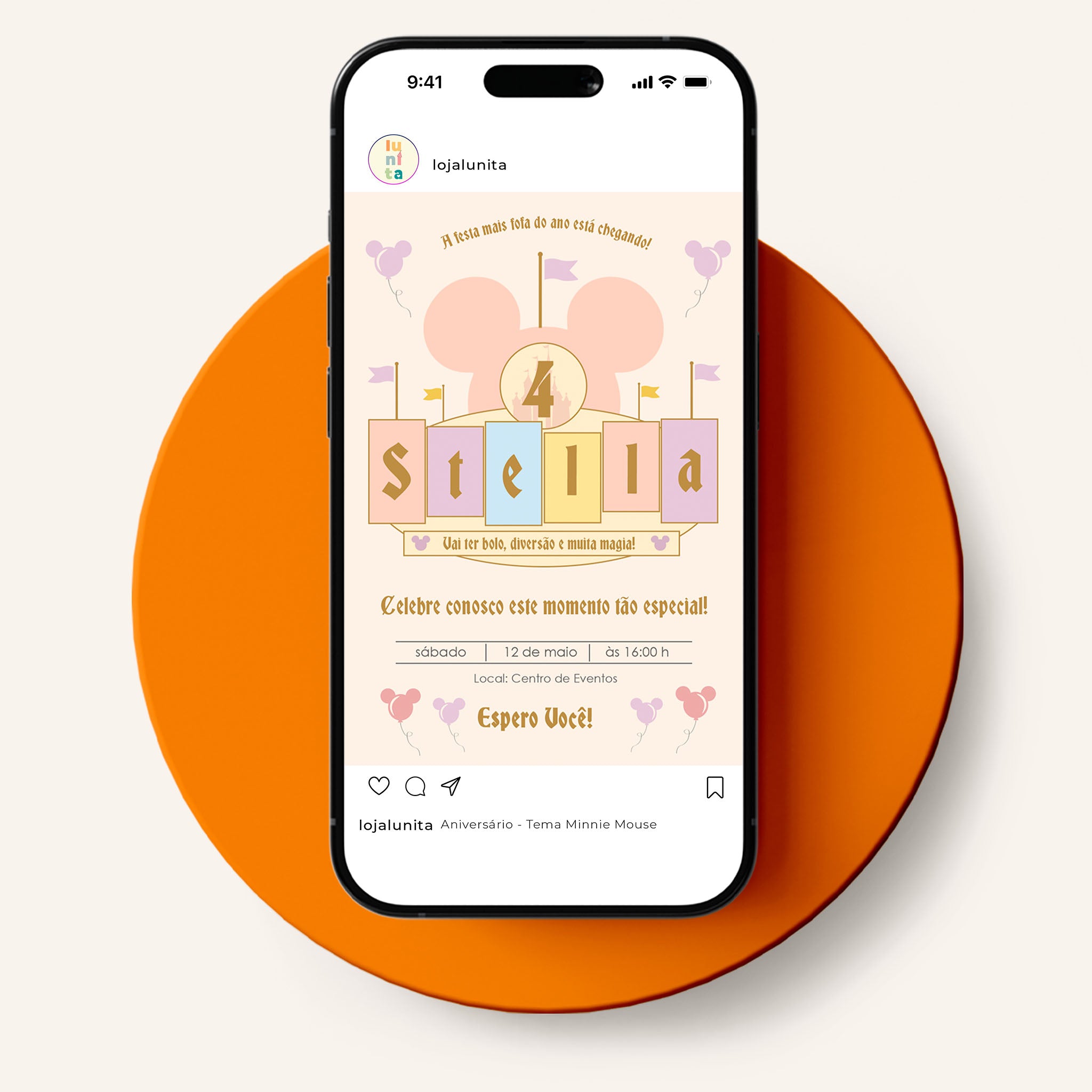 Invitación digital de cumpleaños de Minnie Mouse
