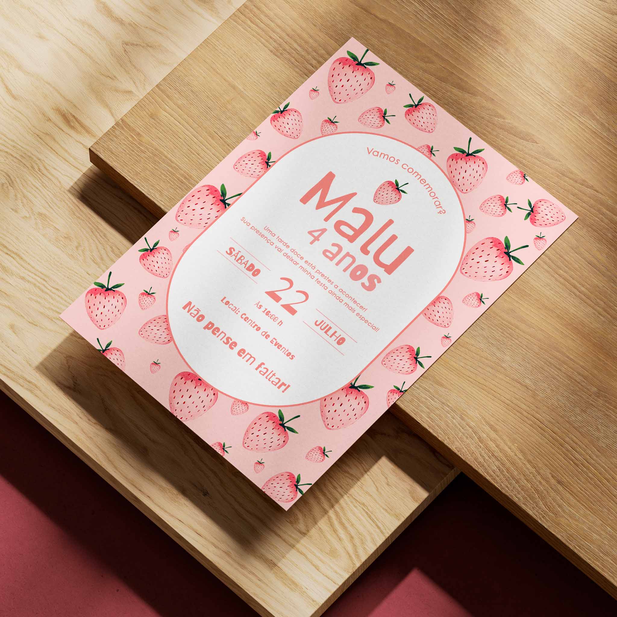 Invitación digital de cumpleaños de fresa