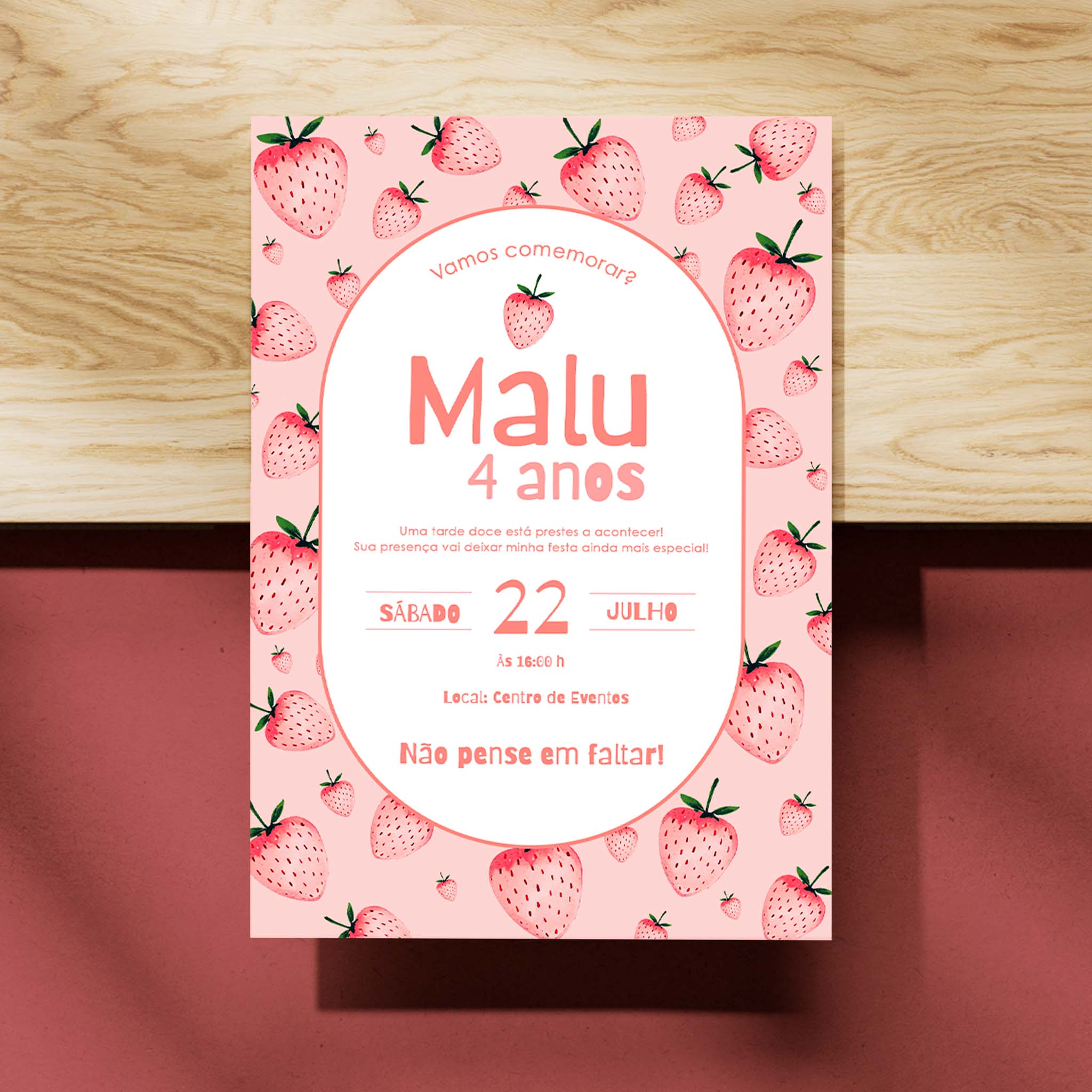Invitación digital de cumpleaños de fresa