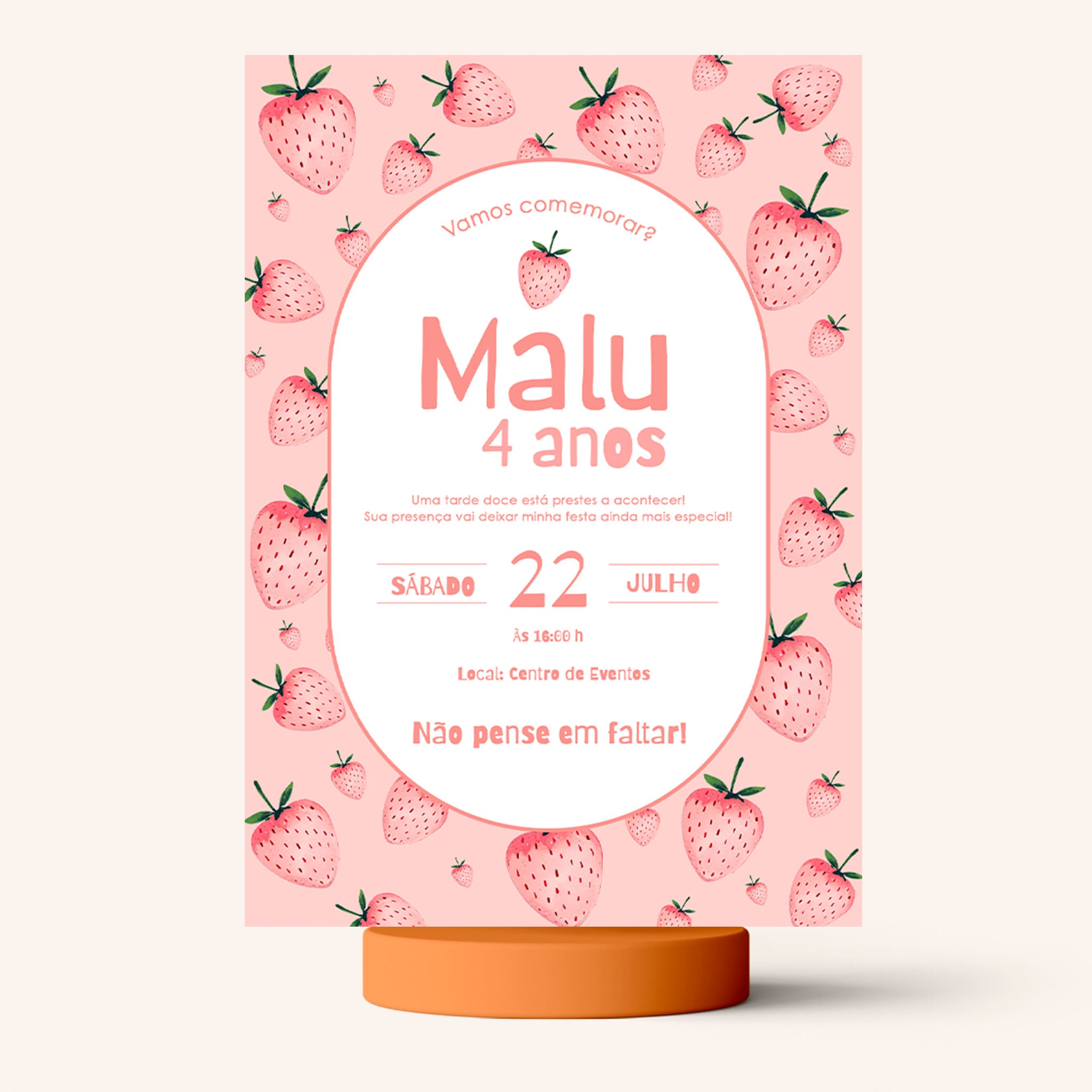 Invitación digital de cumpleaños de fresa