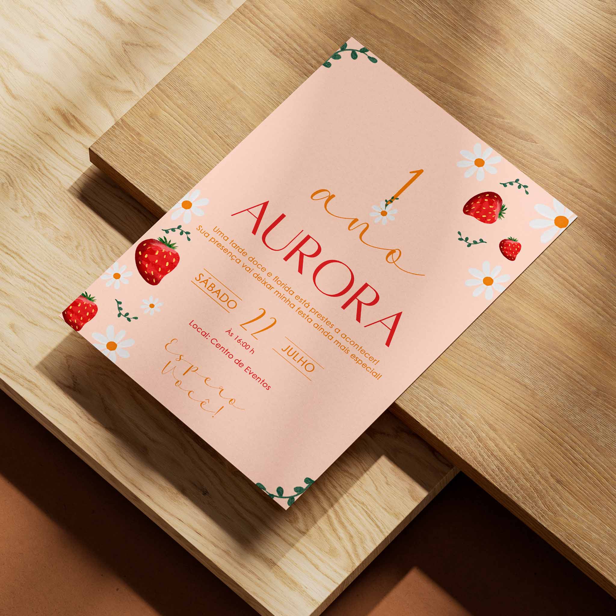 Invitación digital de cumpleaños de fresa