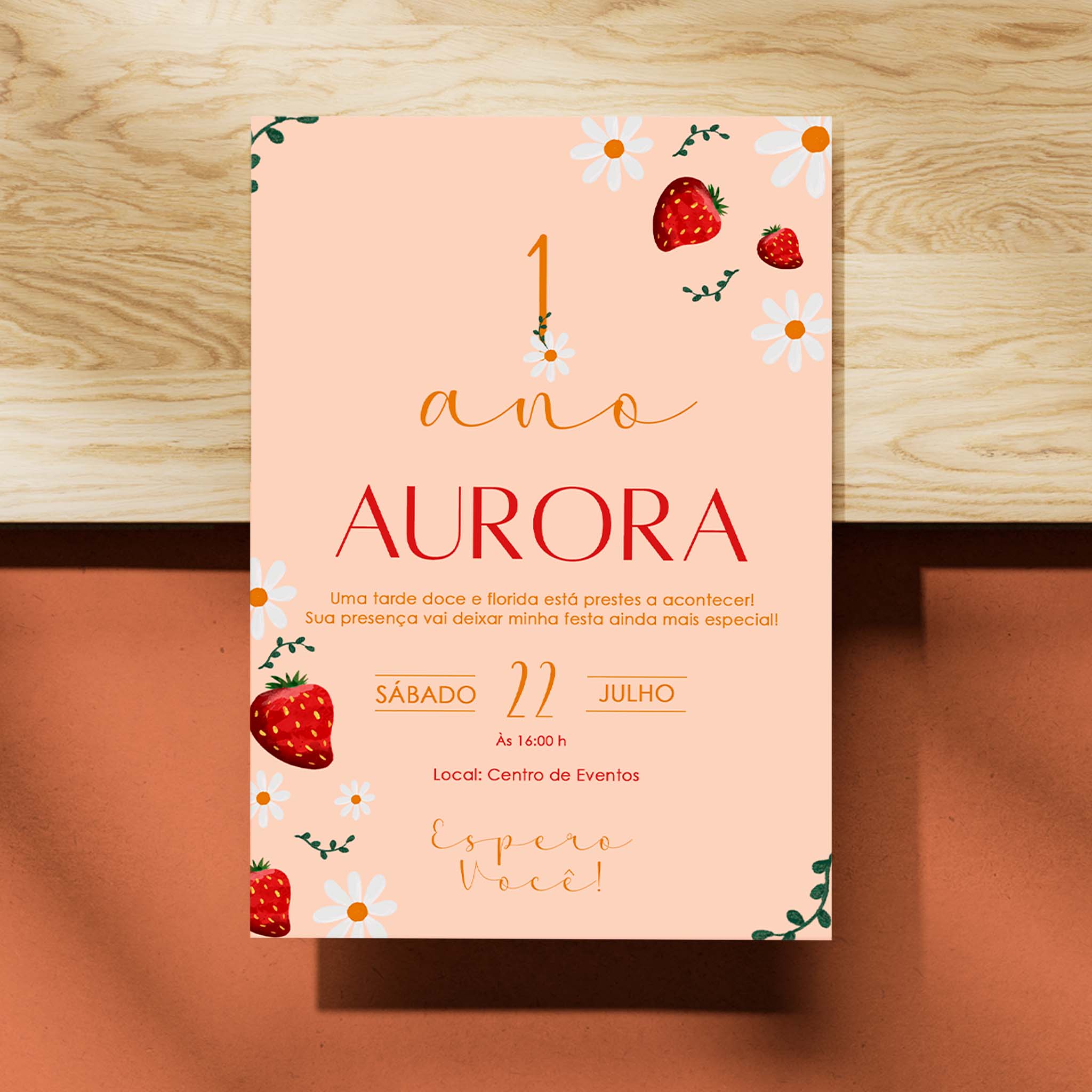 Invitación digital de cumpleaños de fresa