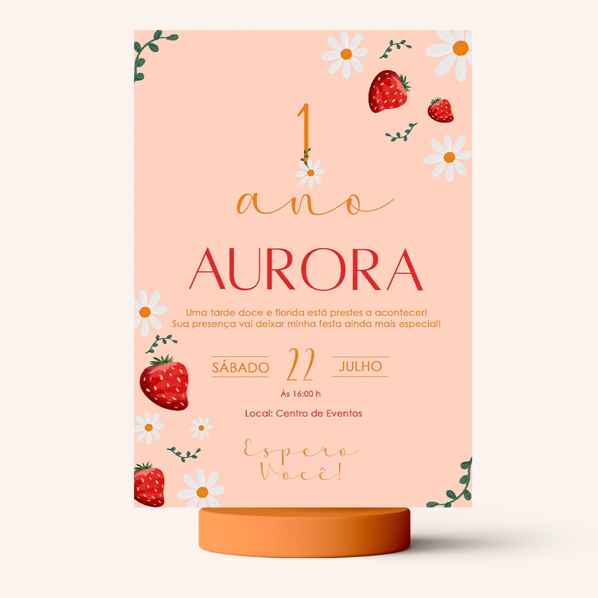 Invitación digital de cumpleaños de fresa