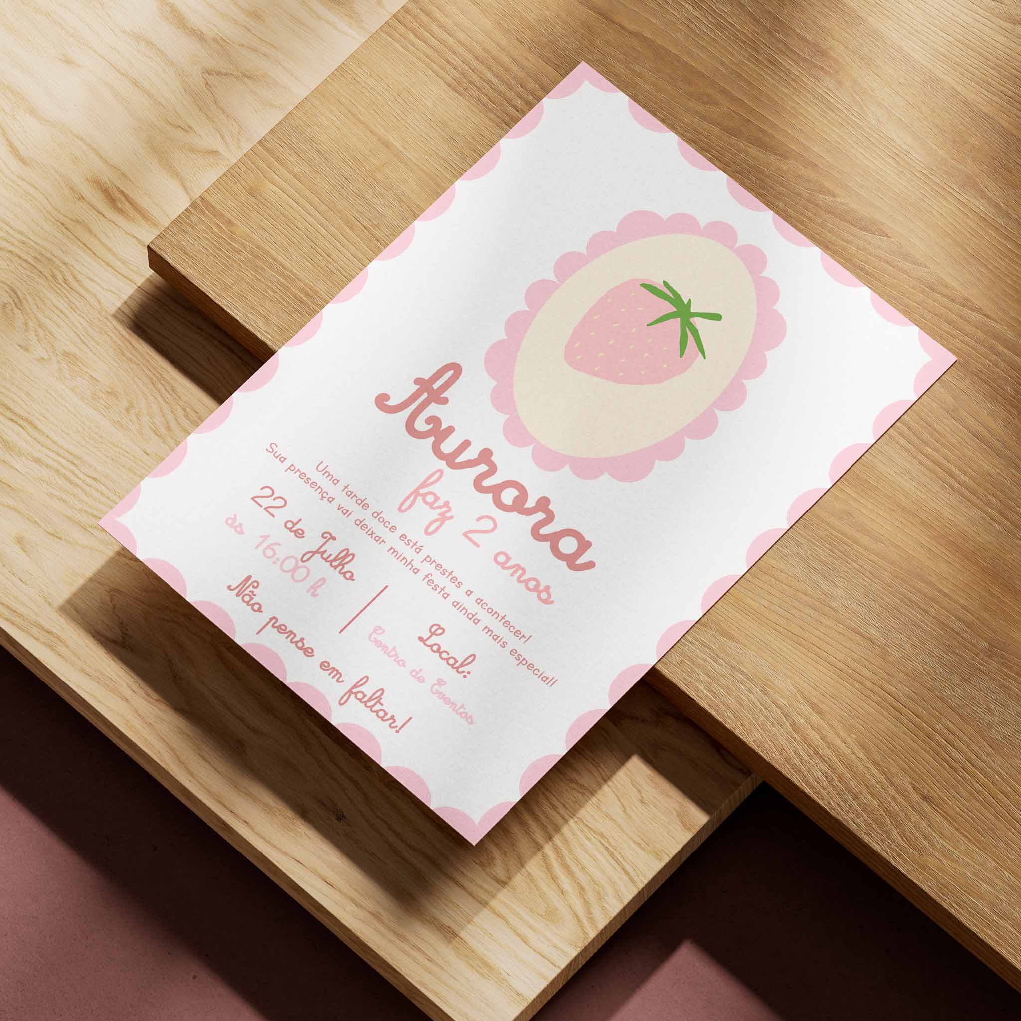 Invitación digital de cumpleaños de fresa