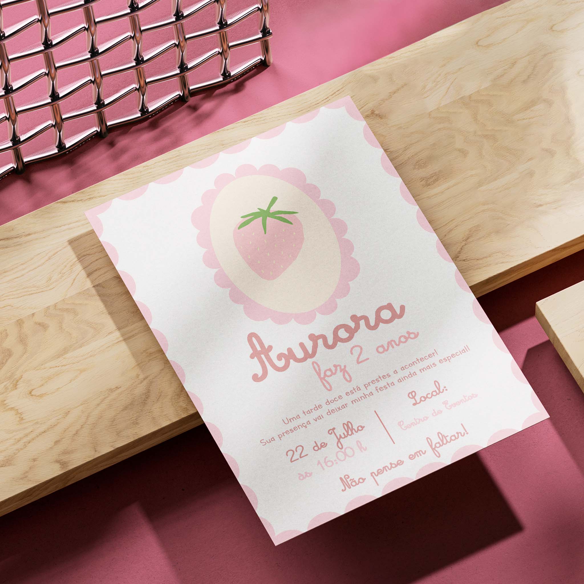Invitación digital de cumpleaños de fresa