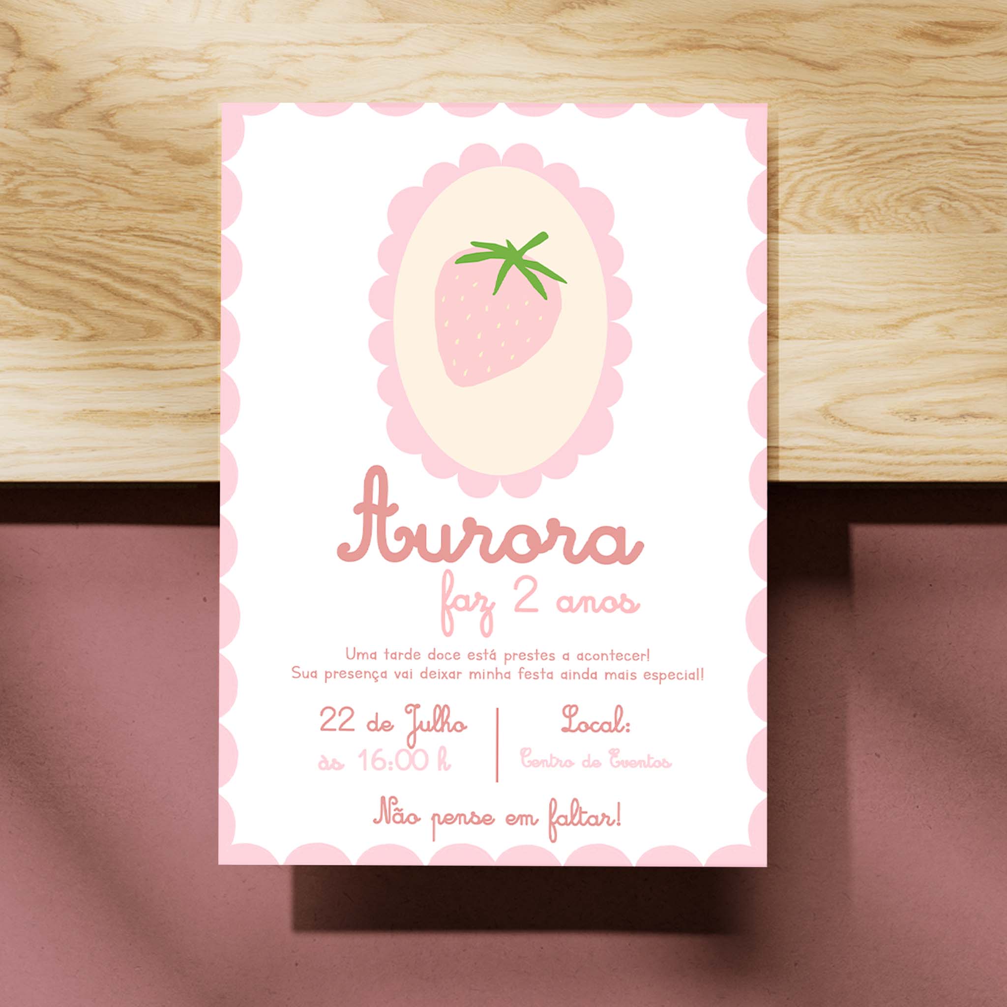 Invitación digital de cumpleaños de fresa