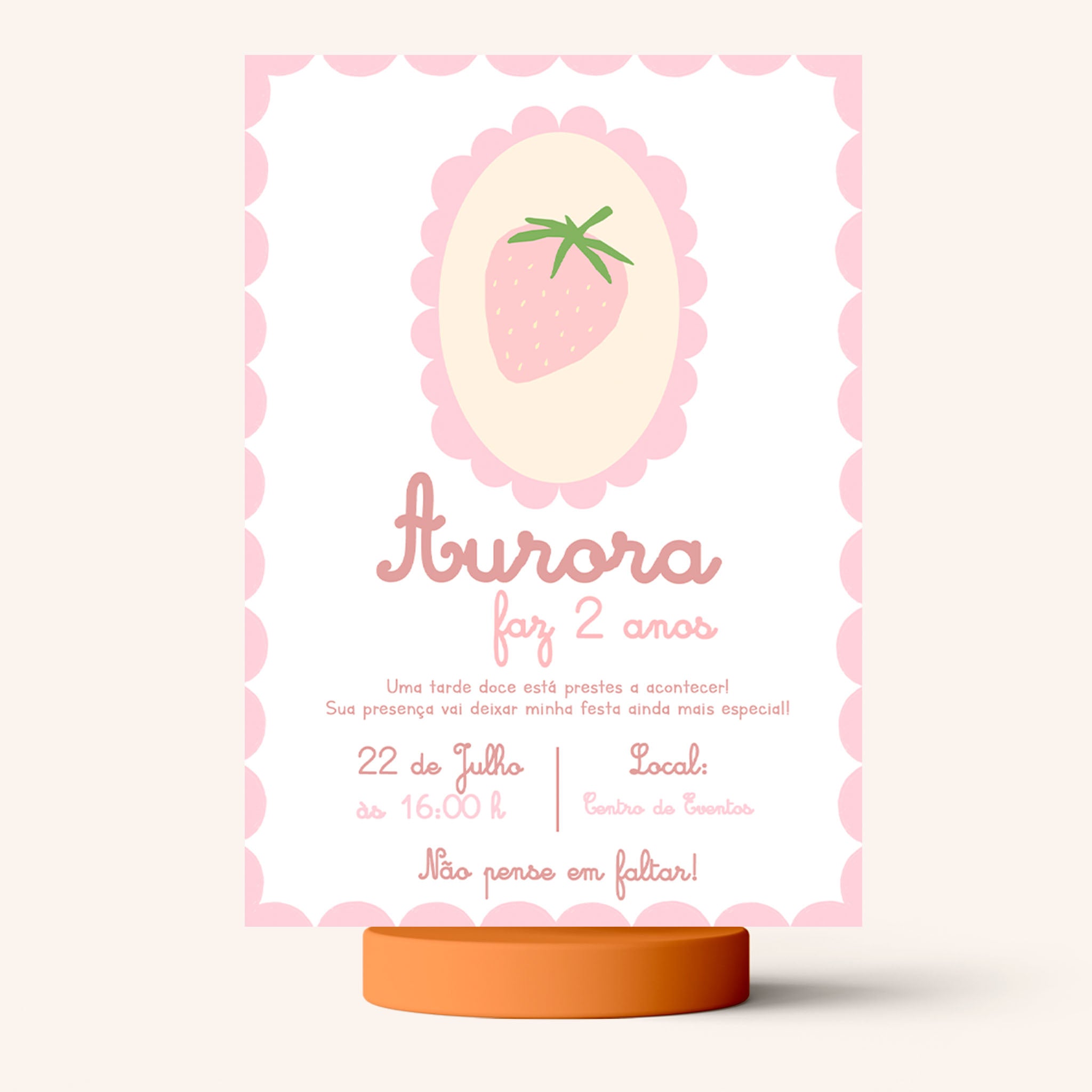Invitación digital de cumpleaños de fresa