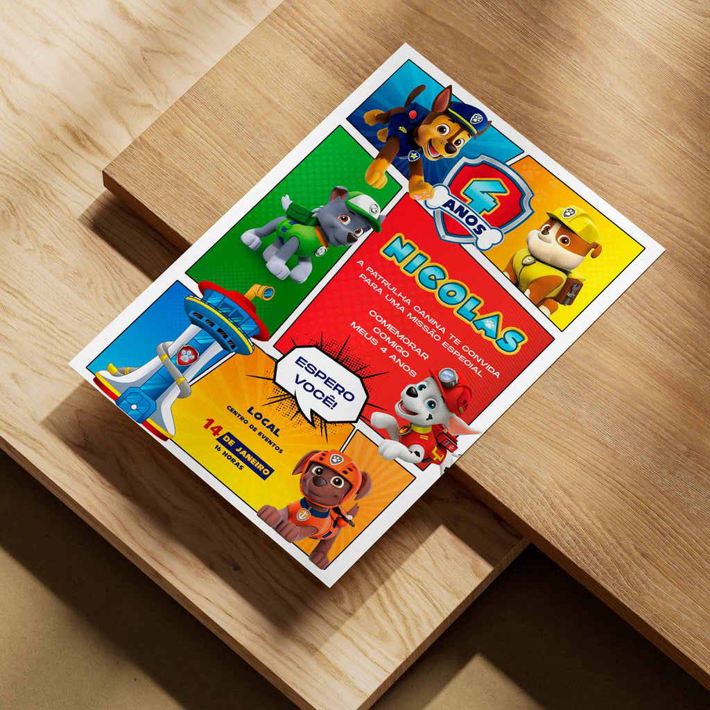 Invitación digital de cumpleaños de la Patrulla Canina