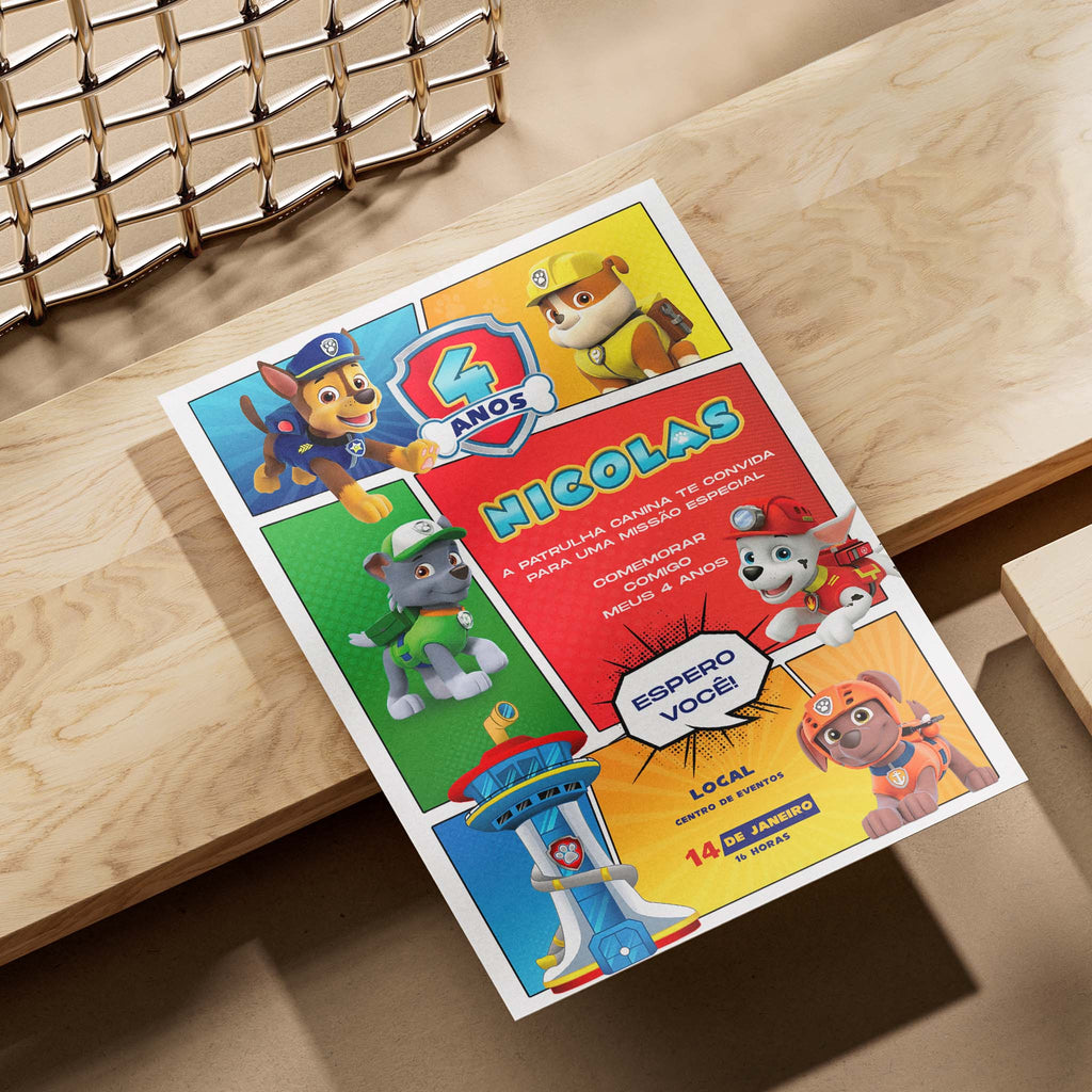 Invitación digital de cumpleaños de la Patrulla Canina