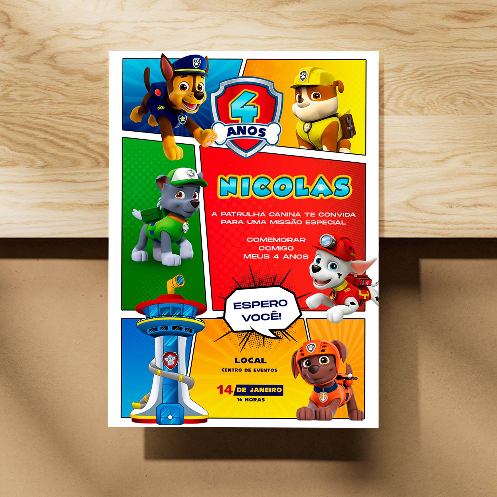 Invitación digital de cumpleaños de la Patrulla Canina