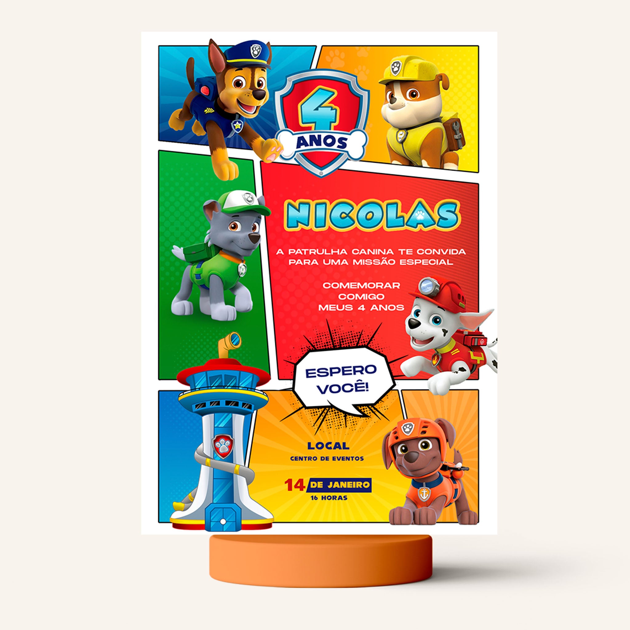 Invitación digital de cumpleaños de la Patrulla Canina