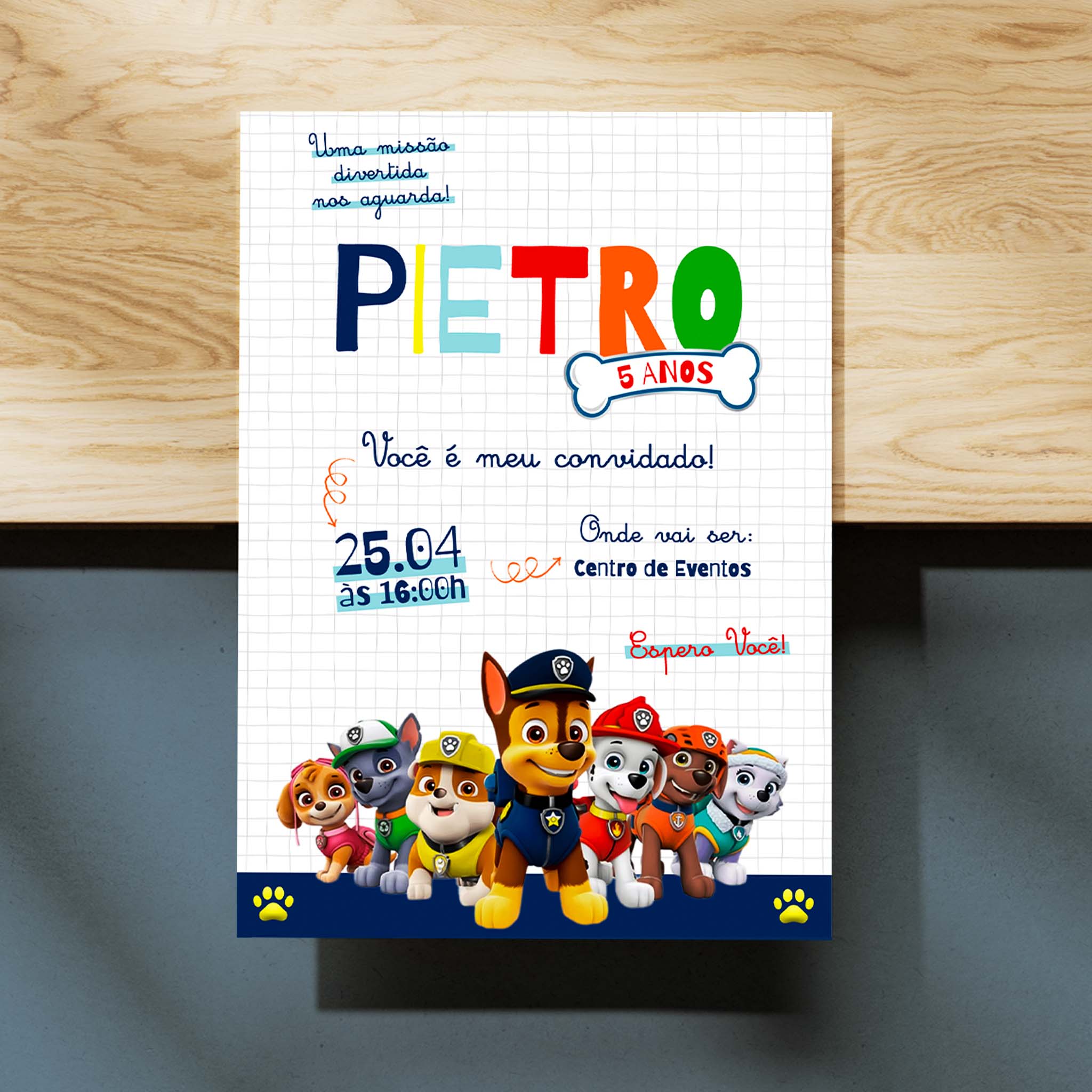 Invitación digital de cumpleaños de la Patrulla Canina