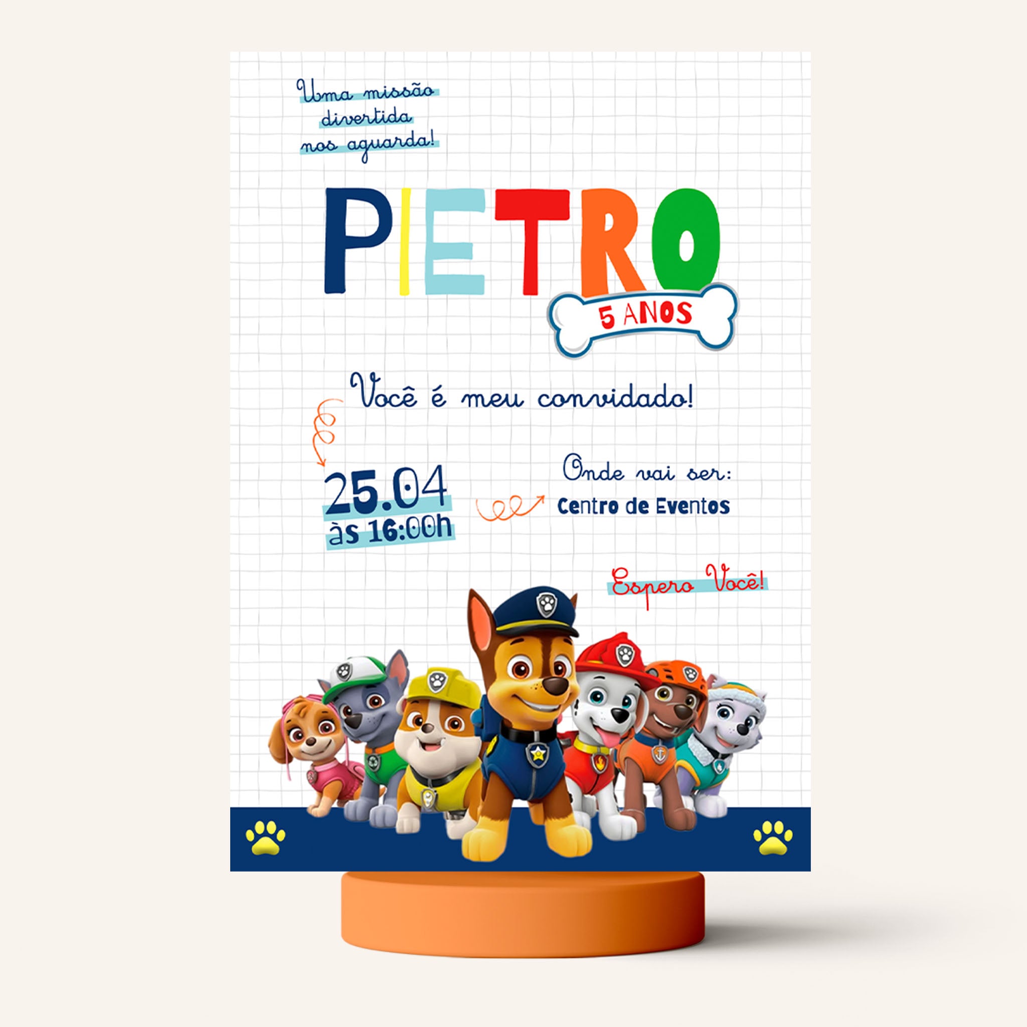 Invitación digital de cumpleaños de la Patrulla Canina