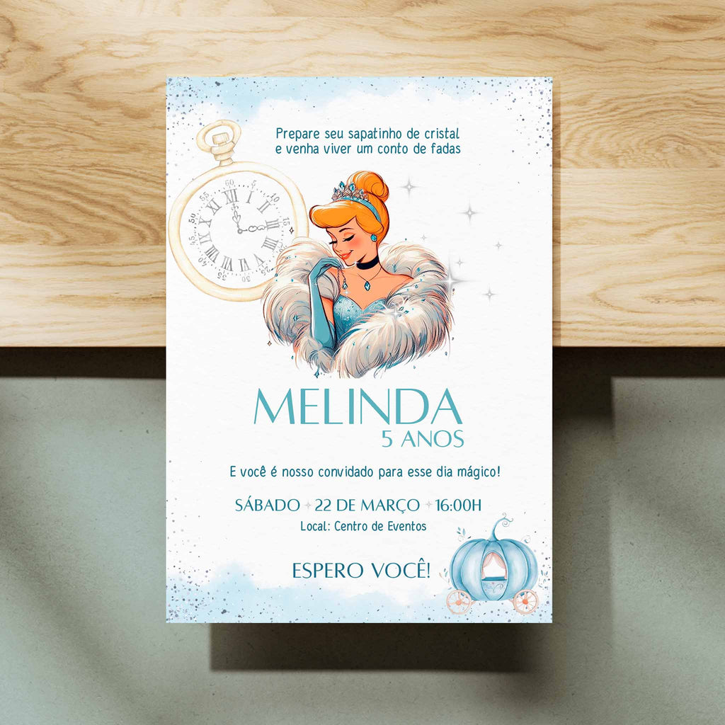Convite Digital Aniversário Cinderela