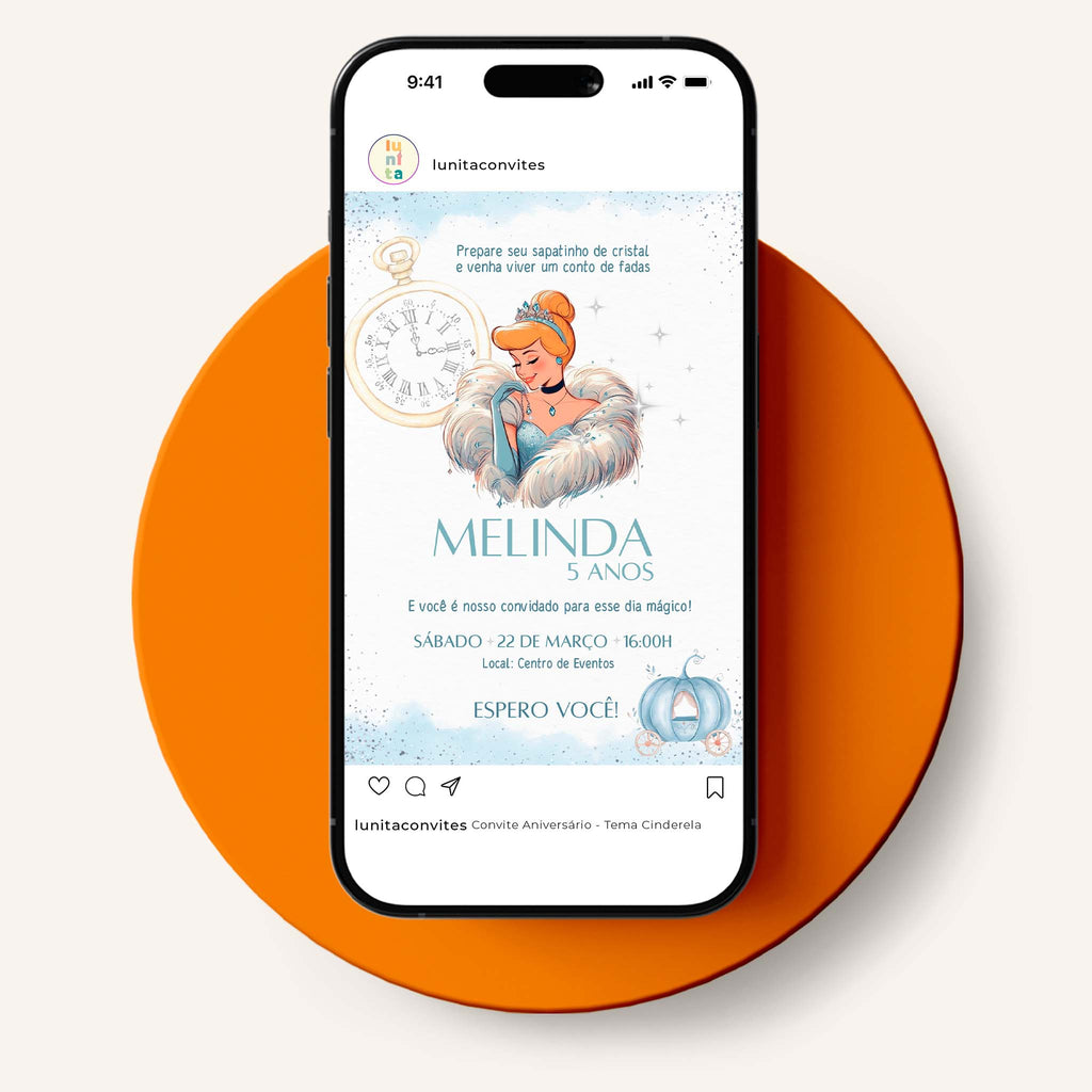 Convite Digital Aniversário Cinderela