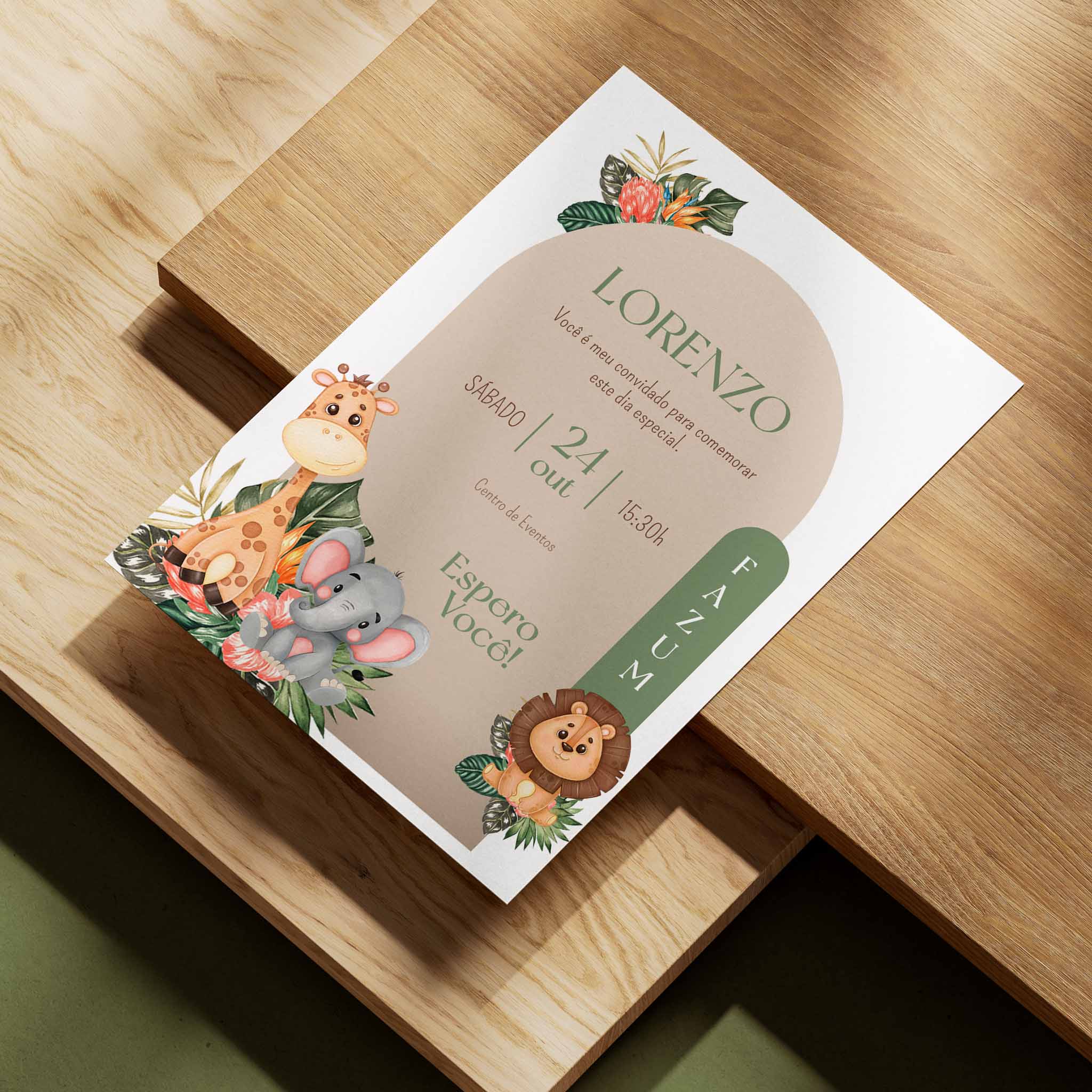 Invitación digital de cumpleaños de safari