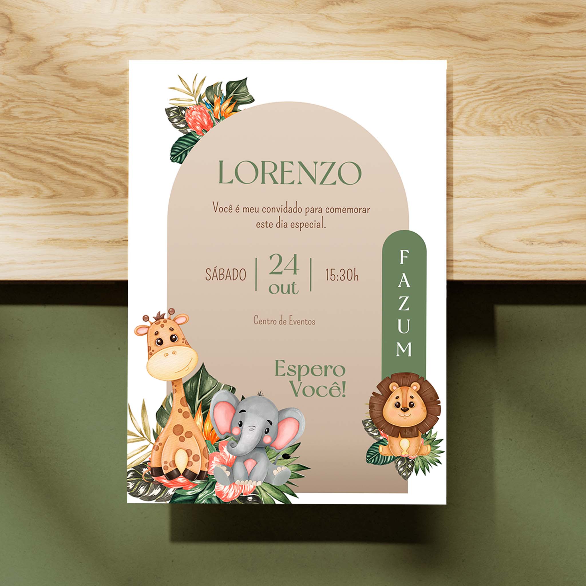 Invitación digital de cumpleaños de safari