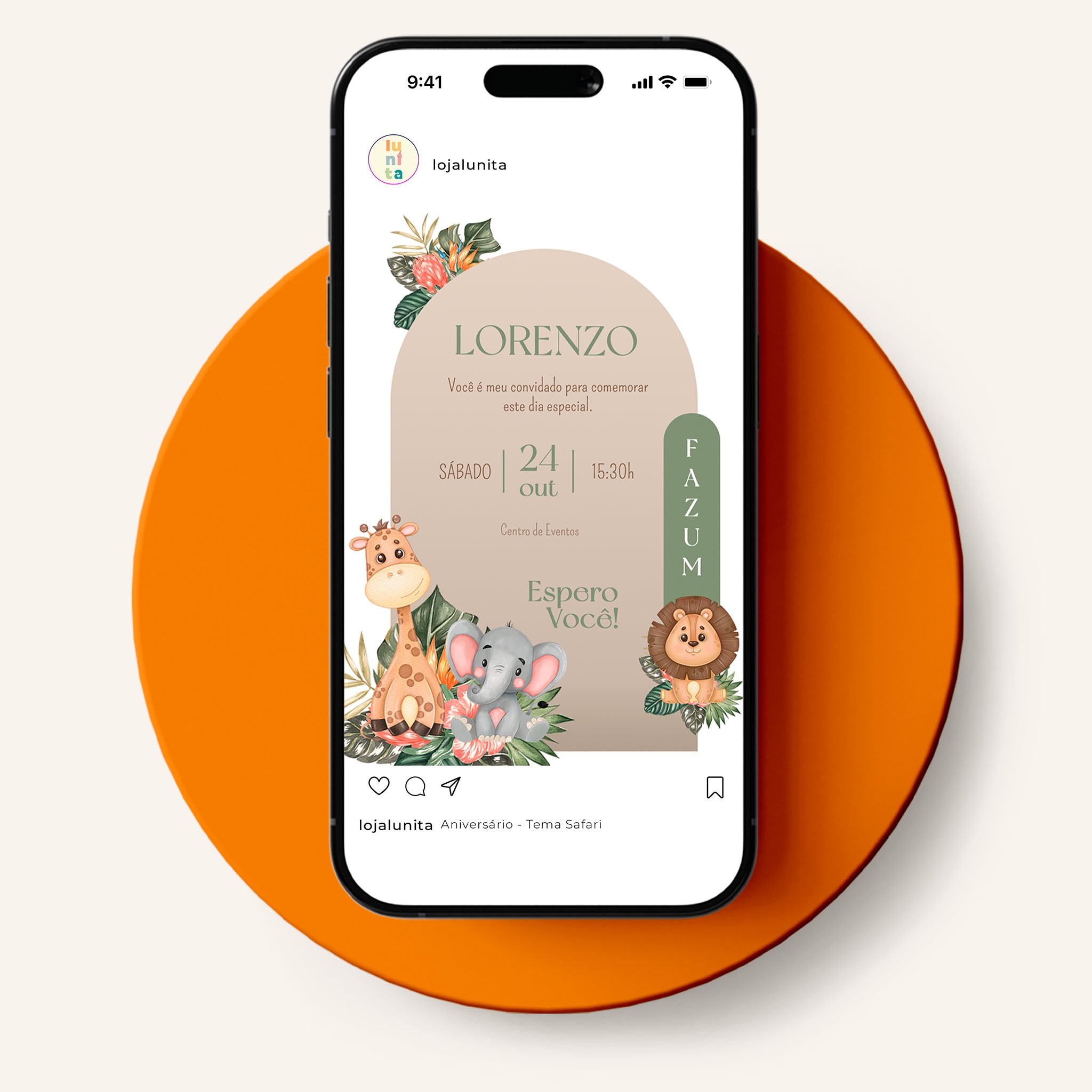 Invitación digital de cumpleaños de safari