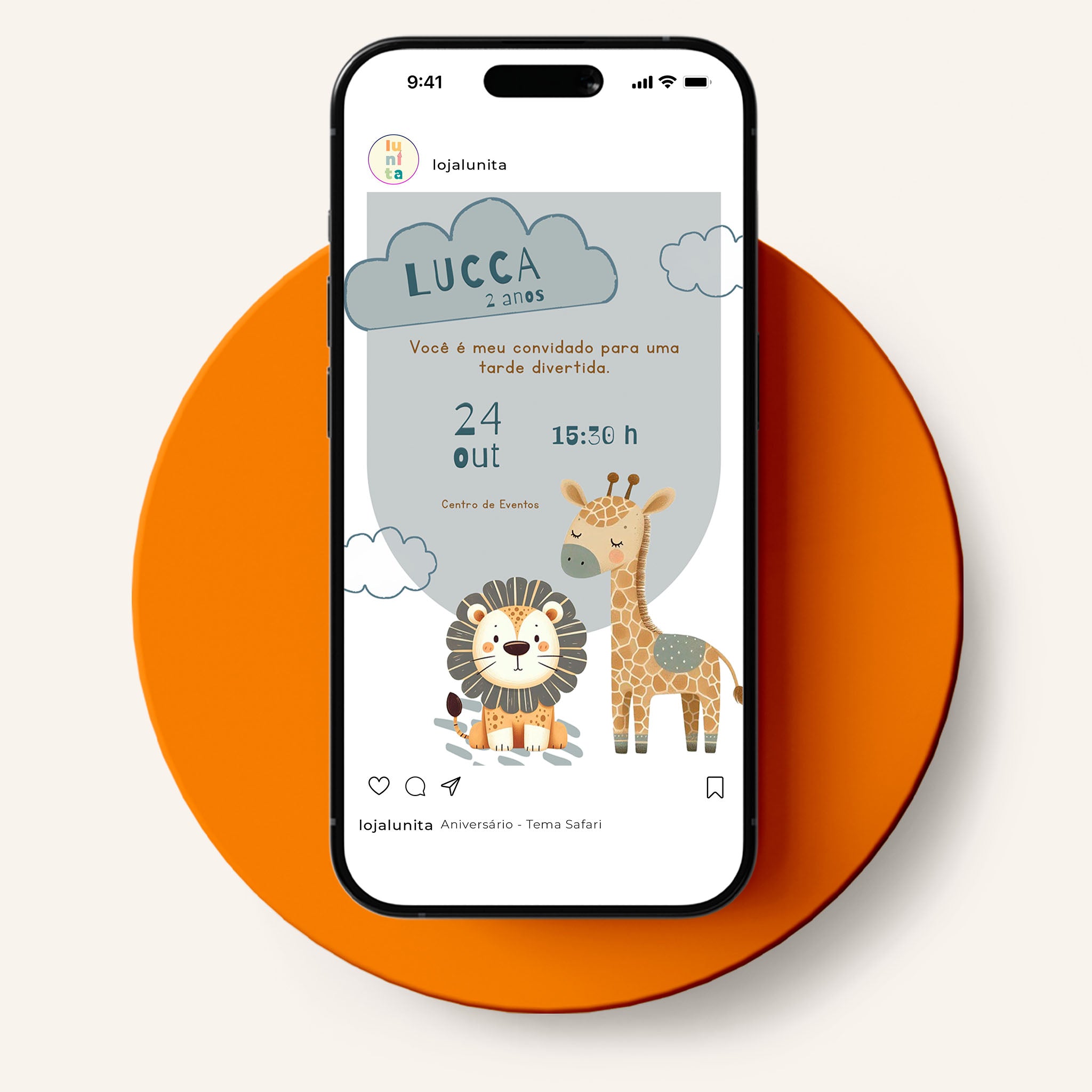 Invitación digital de cumpleaños de safari