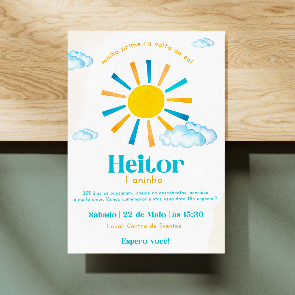 Convite Digital Aniversário Sol