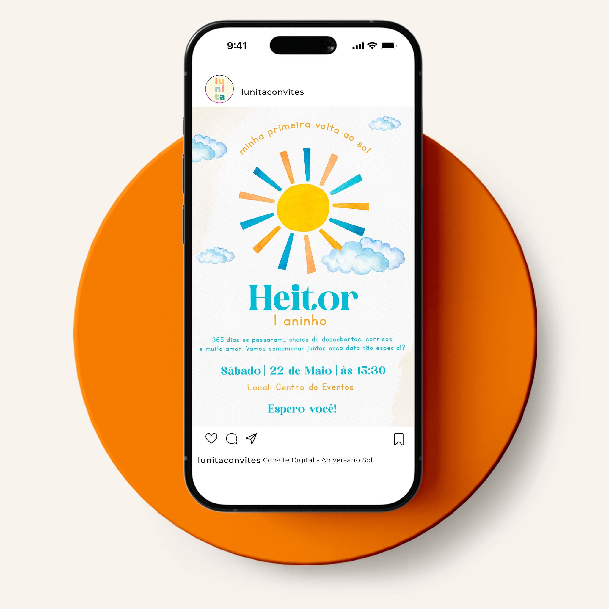 Convite Digital Aniversário Sol